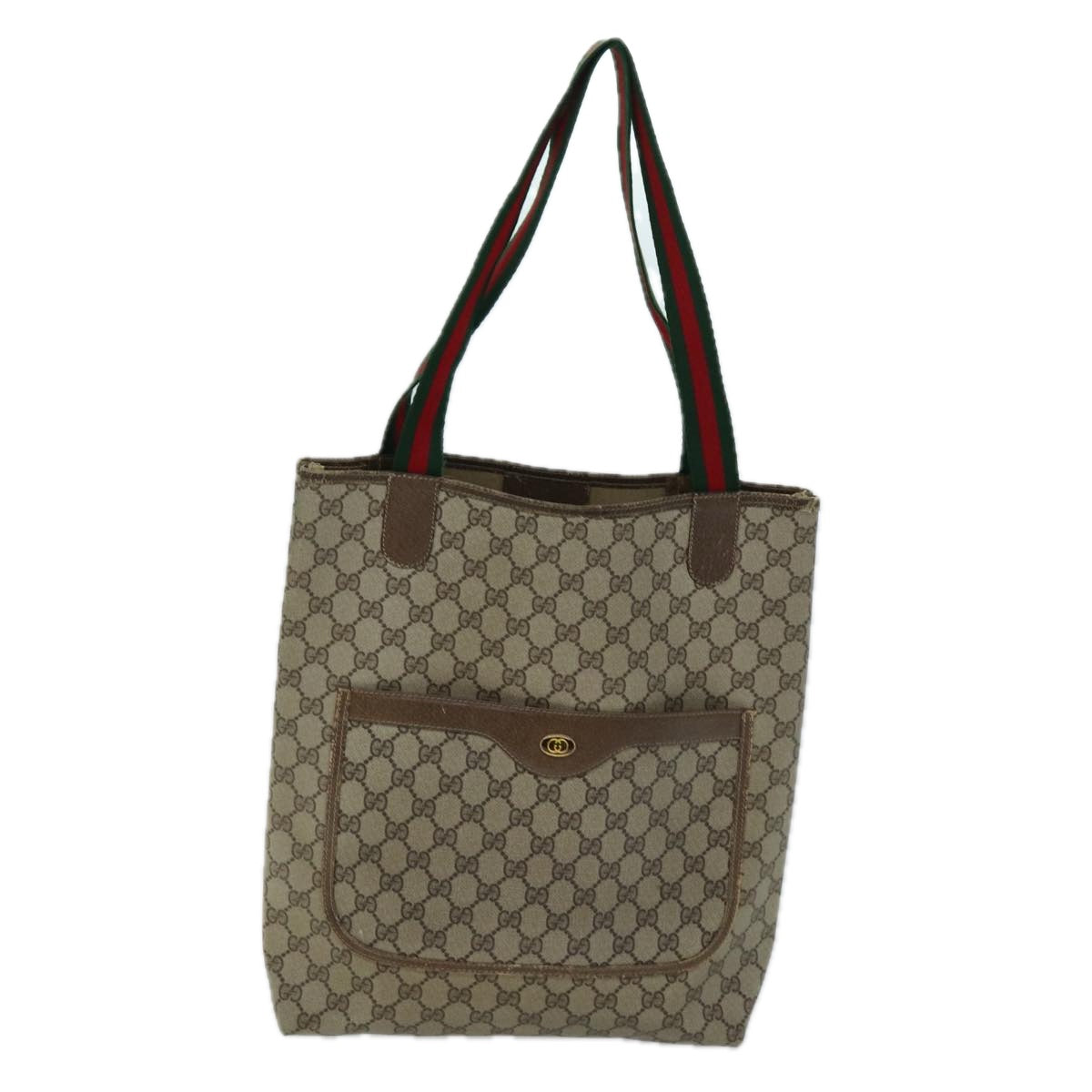 GUCCI GG Supreme Web Sherry Line Tote Bag Beige Red Green 39 02 003 73367