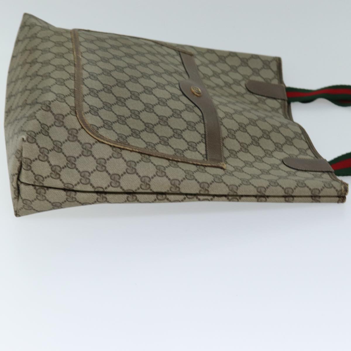 GUCCI GG Supreme Web Sherry Line Tote Bag Beige Red Green 39 02 003 73367