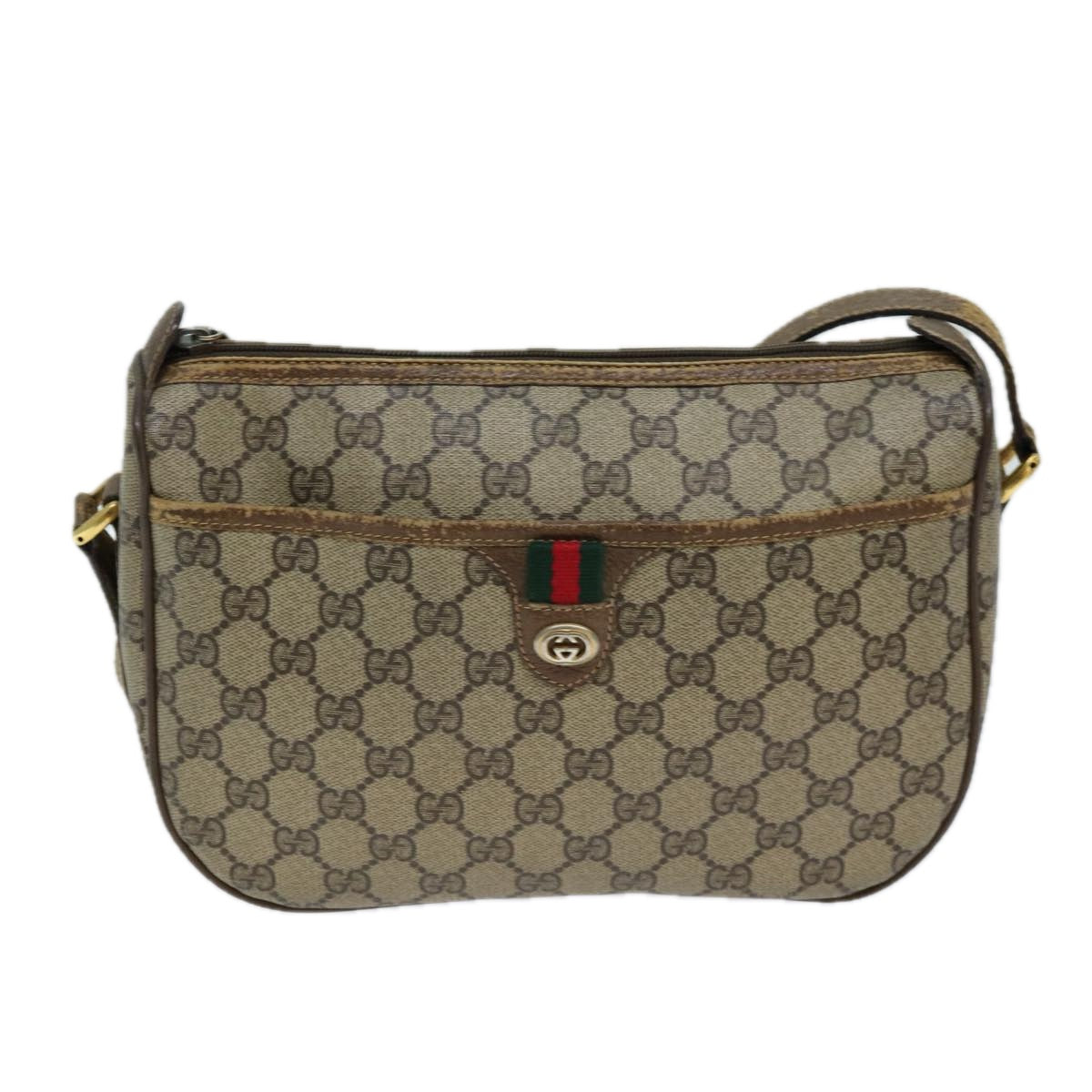 GUCCI GG Supreme Web Sherry Line Shoulder Bag PVC Beige 89 02 077 73369