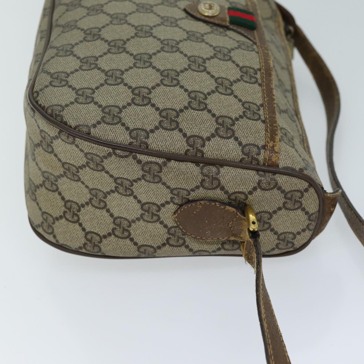 GUCCI GG Supreme Web Sherry Line Shoulder Bag PVC Beige 89 02 077 73369