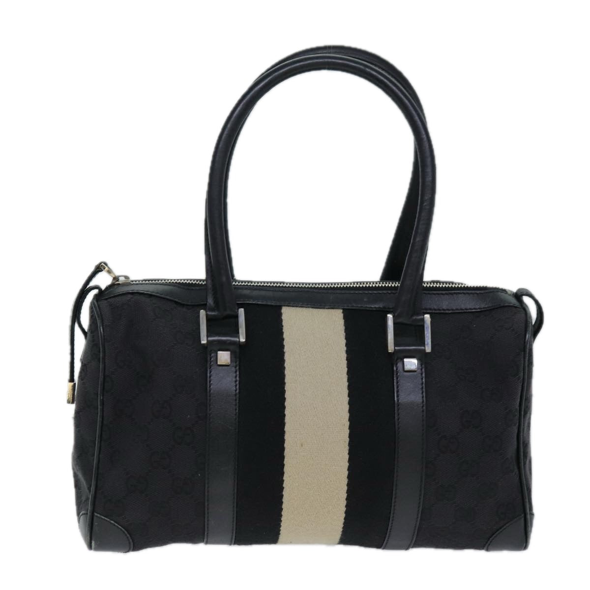 GUCCI GG Canvas Sherry Line Hand Bag White Black 000 0851 73370
