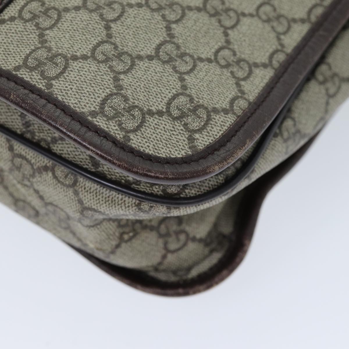 GUCCI GG Supreme Web Sherry Line Shoulder Bag PVC Beige Red 145844 73376