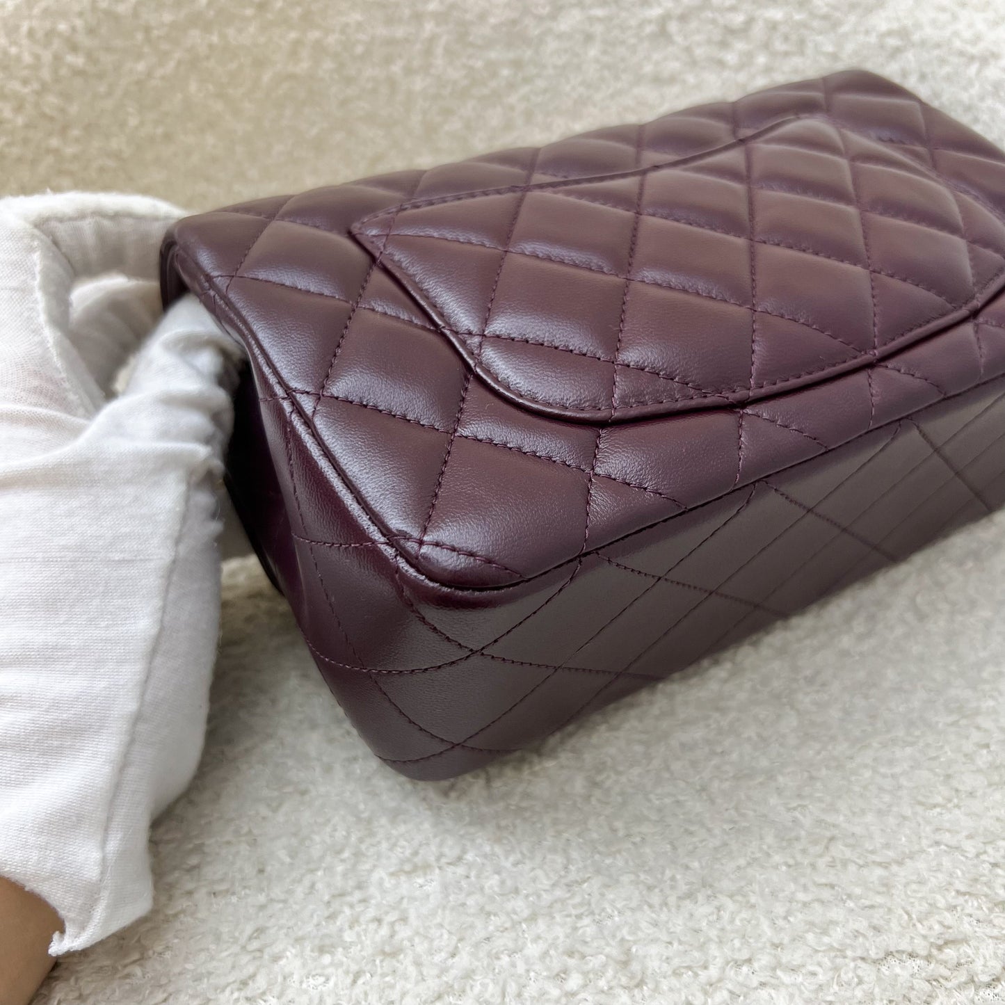 GLM-Classic Rectangle Mini Flap Bag in Burgundy Lambskin and LGHW