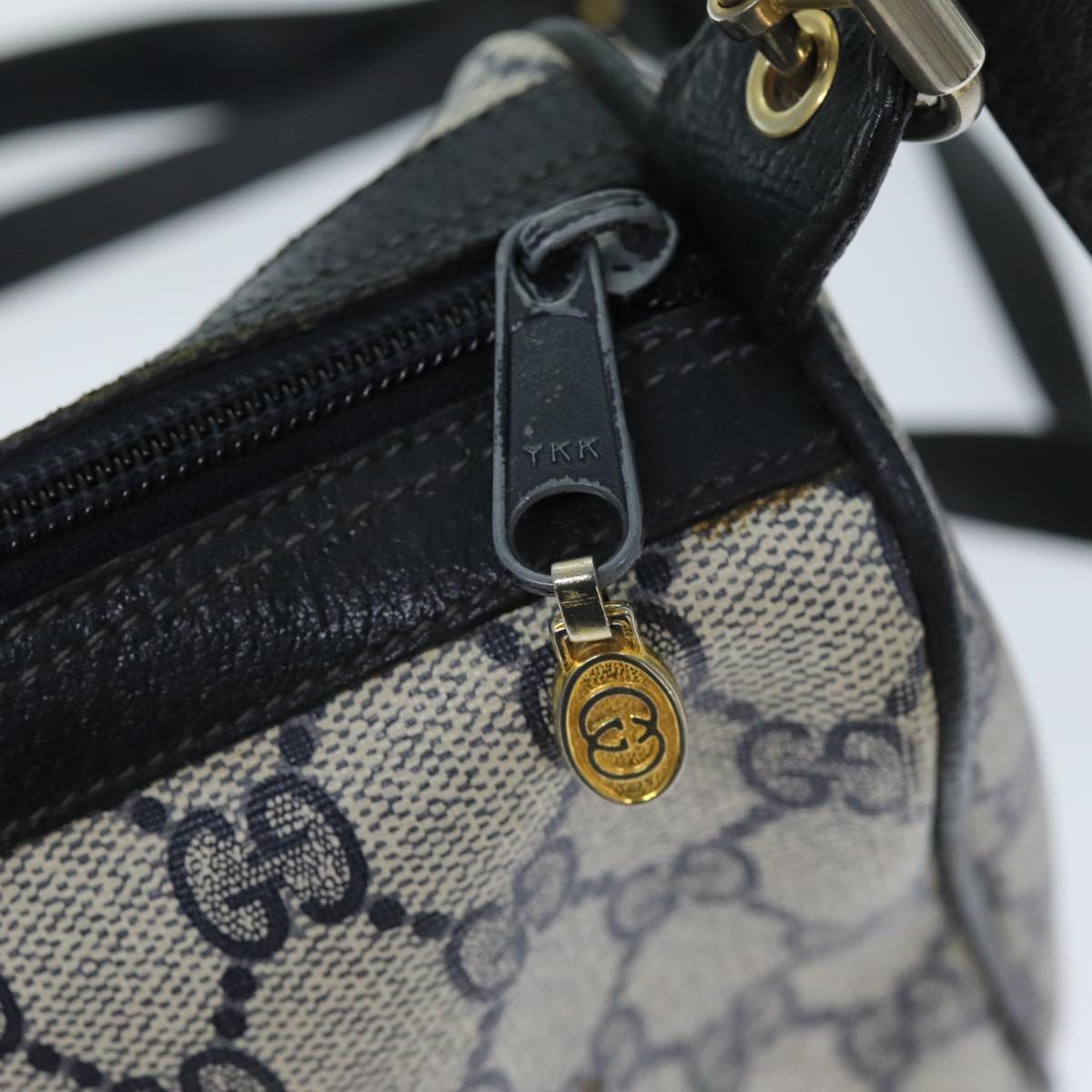 GUCCI GG Supreme Sherry Line Shoulder Bag PVC Navy Red 41 02 017 73591