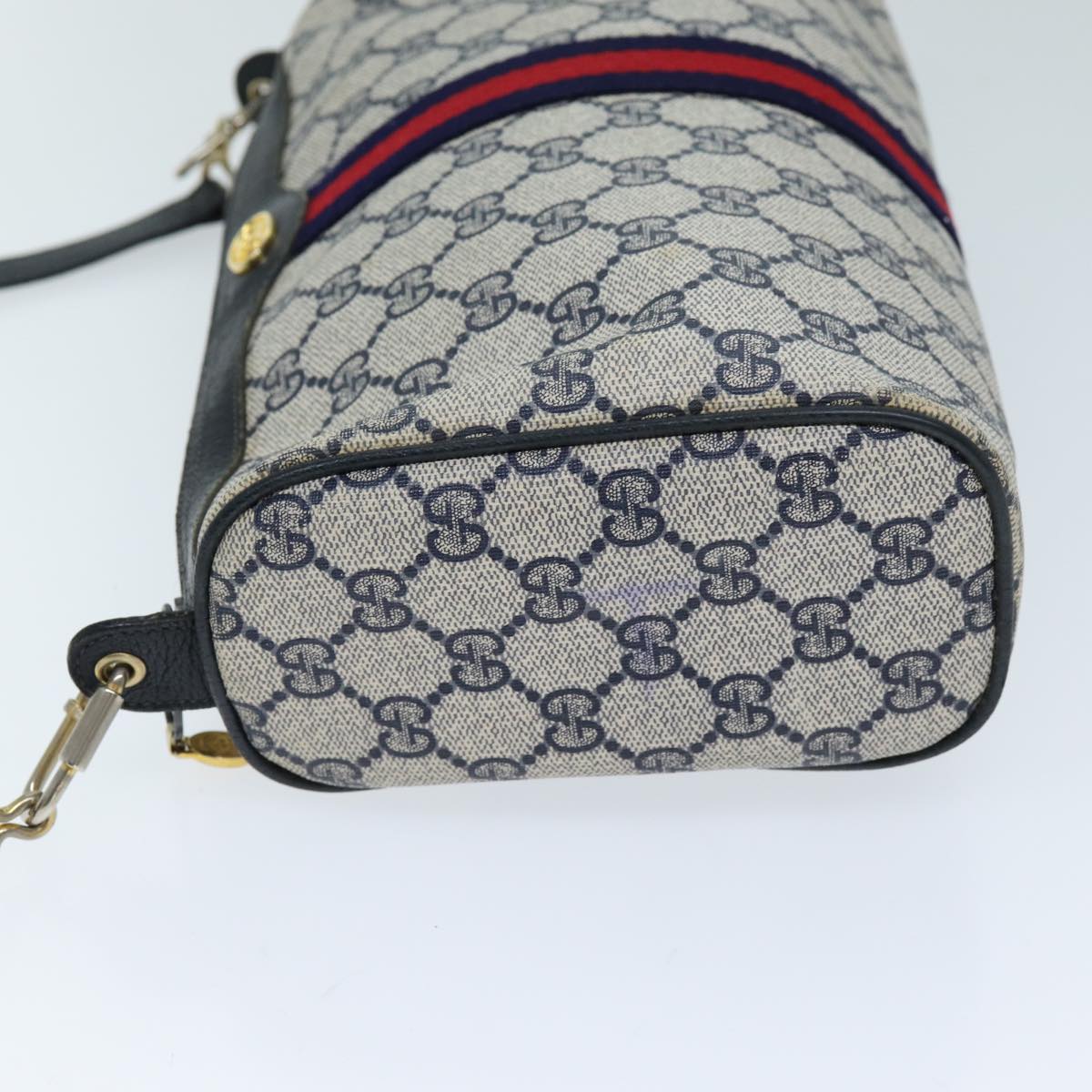 GUCCI GG Supreme Sherry Line Shoulder Bag PVC Navy Red 41 02 017 73591