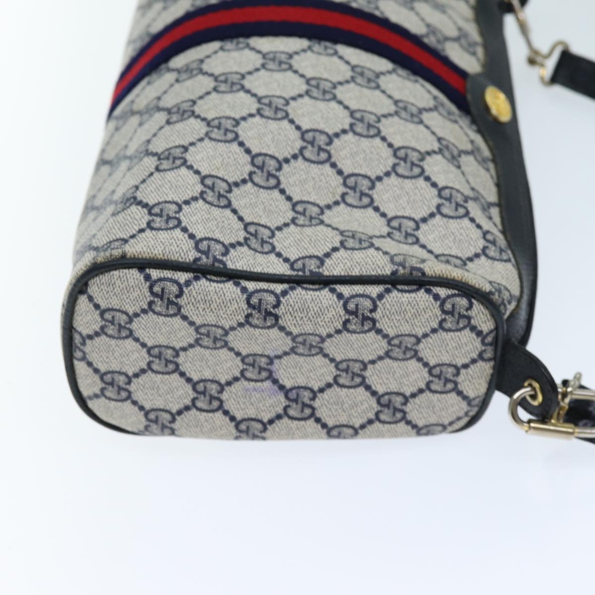 GUCCI GG Supreme Sherry Line Shoulder Bag PVC Navy Red 41 02 017 73591