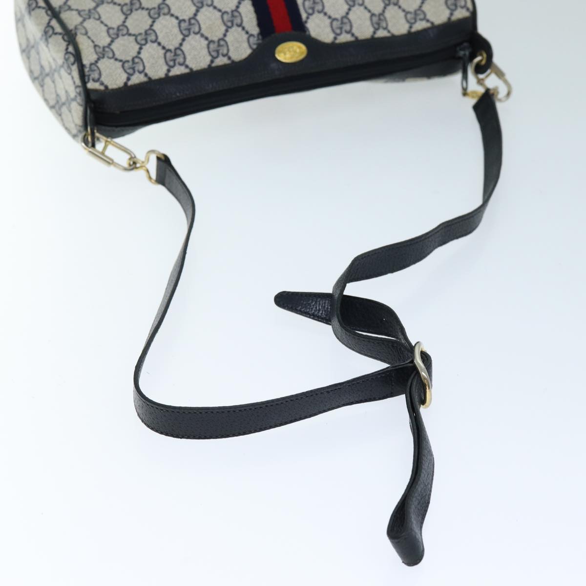 GUCCI GG Supreme Sherry Line Shoulder Bag PVC Navy Red 41 02 017 73591