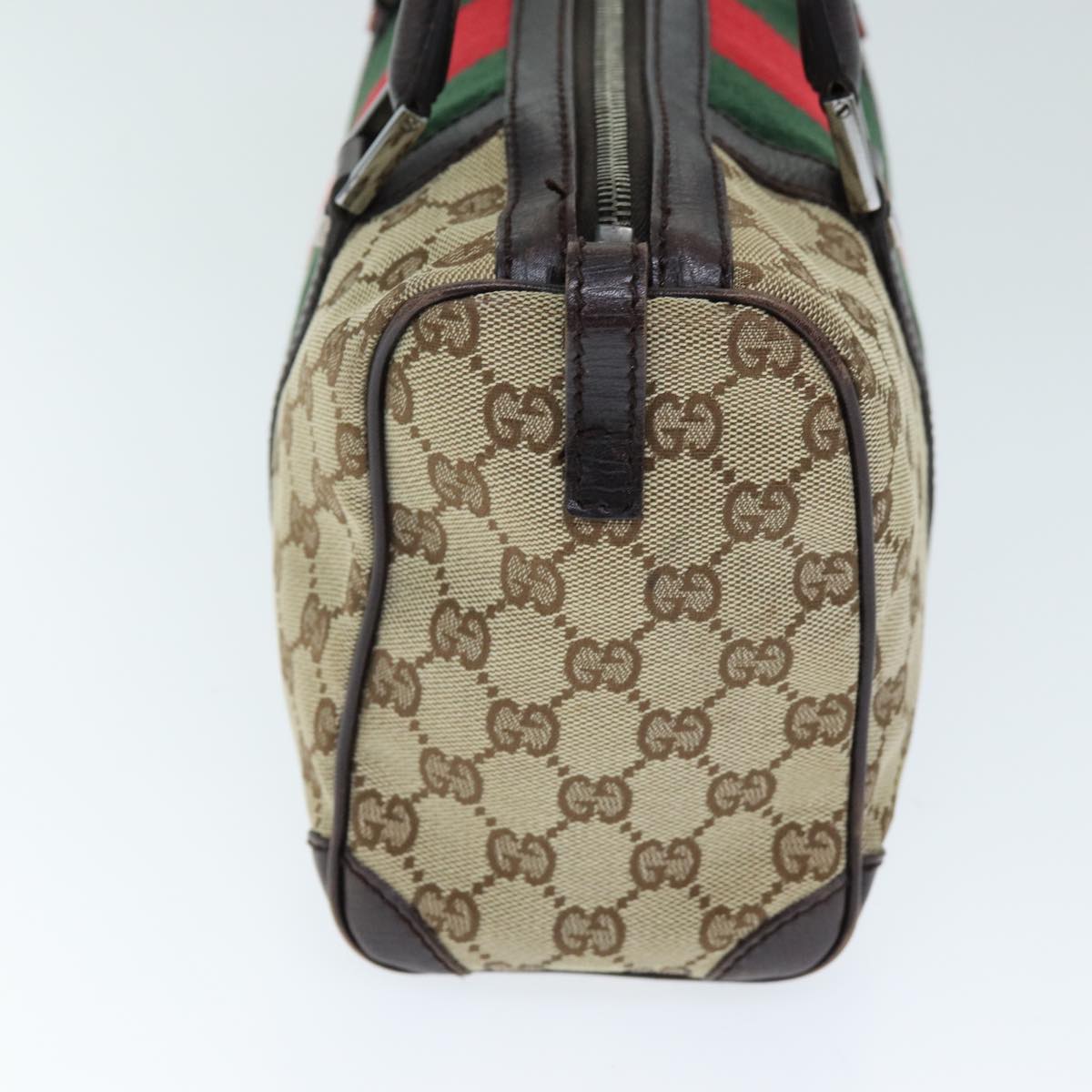 GUCCI GG Canvas Web Sherry Line Hand Bag Beige Red Green 30458 73608