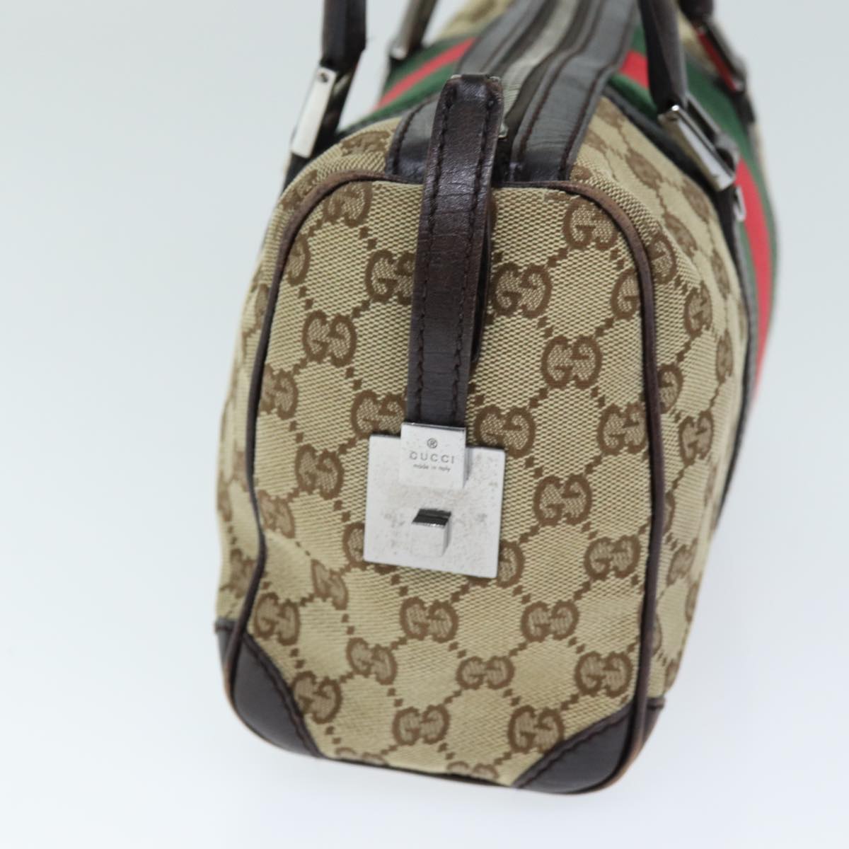 GUCCI GG Canvas Web Sherry Line Hand Bag Beige Red Green 30458 73608