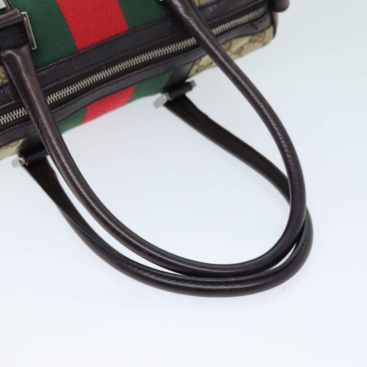 GUCCI GG Canvas Web Sherry Line Hand Bag Beige Red Green 30458 73608