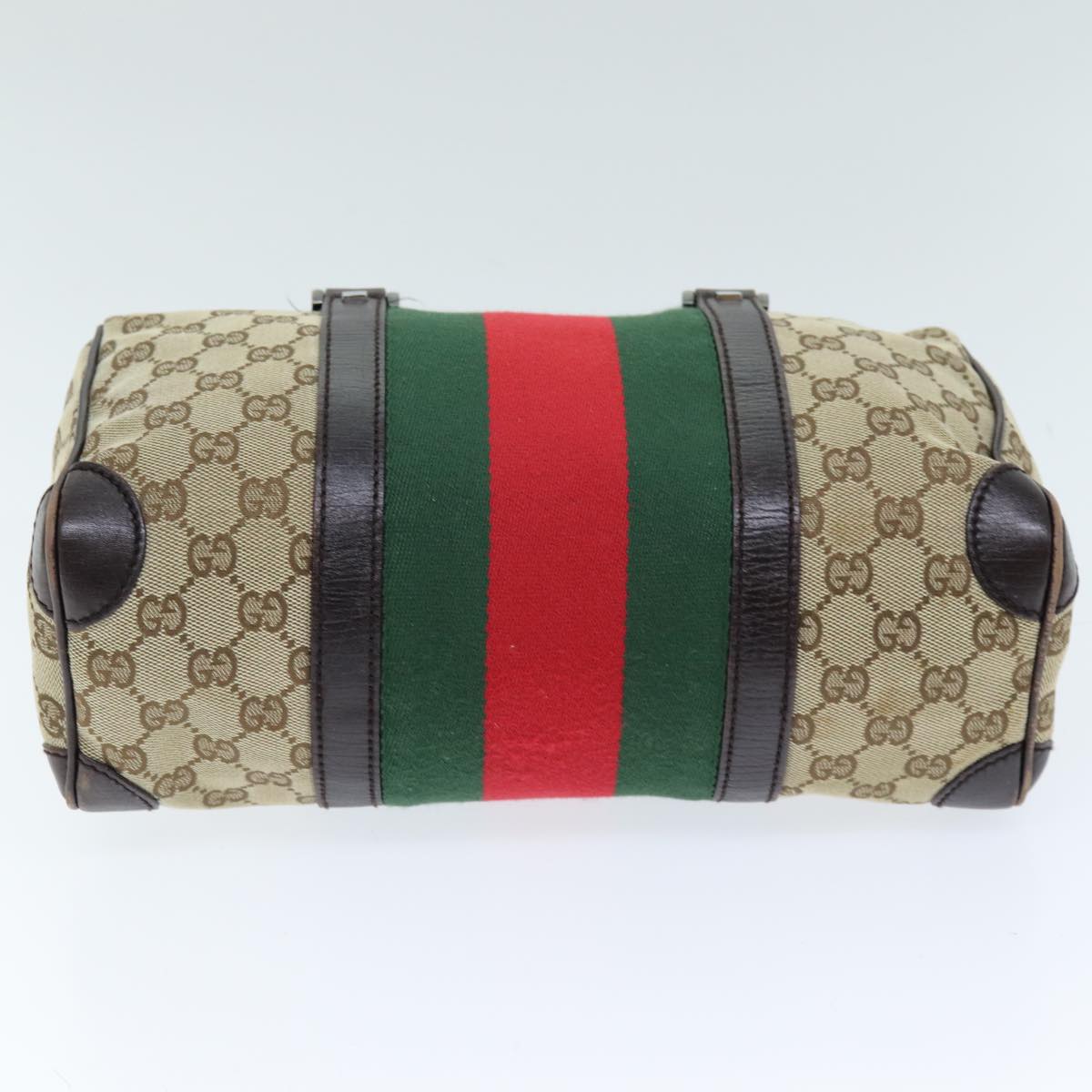 GUCCI GG Canvas Web Sherry Line Hand Bag Beige Red Green 30458 73608