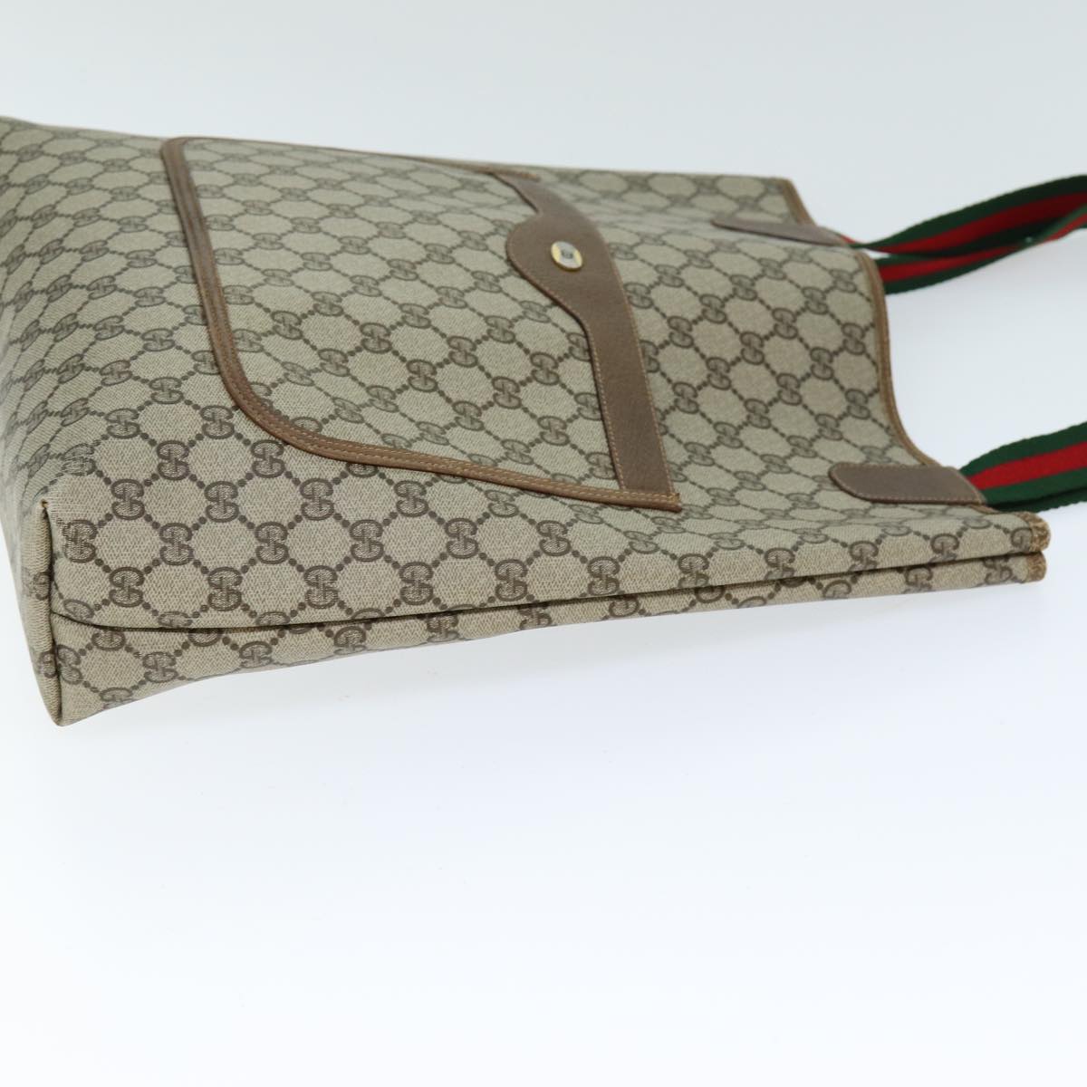 GUCCI GG Supreme Web Sherry Line Tote Bag Beige Red Green 39 02 003 73610