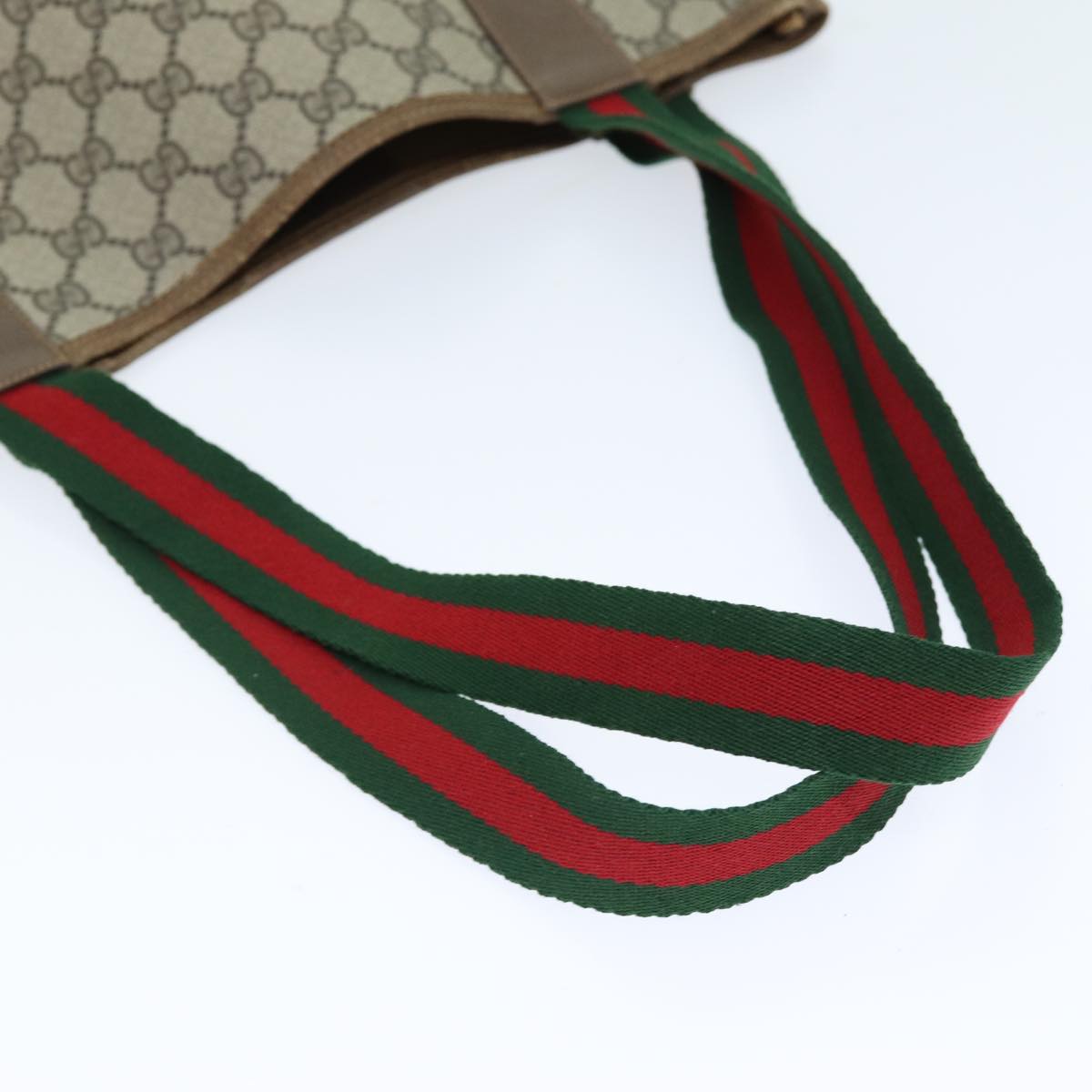 GUCCI GG Supreme Web Sherry Line Tote Bag Beige Red Green 39 02 003 73610