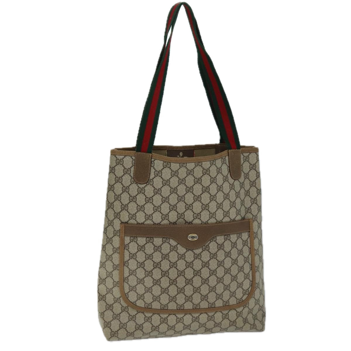 GUCCI GG Supreme Web Sherry Line Tote Bag PVC Beige Red 40 02 003 73612