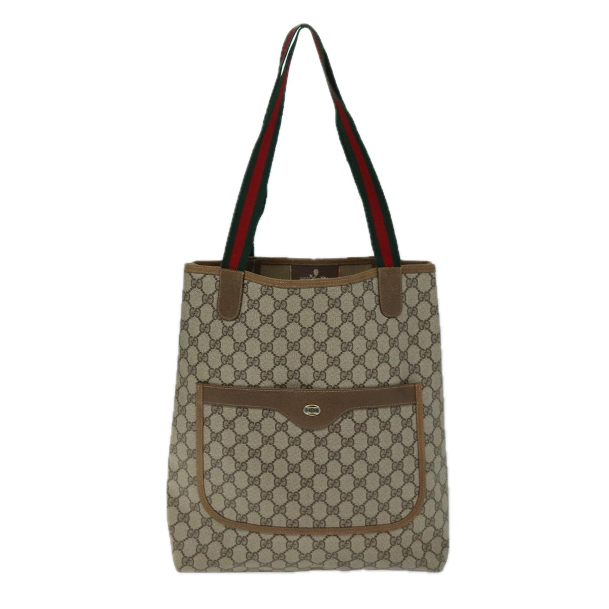 GUCCI GG Supreme Web Sherry Line Tote Bag PVC Beige Red 40 02 003 73612