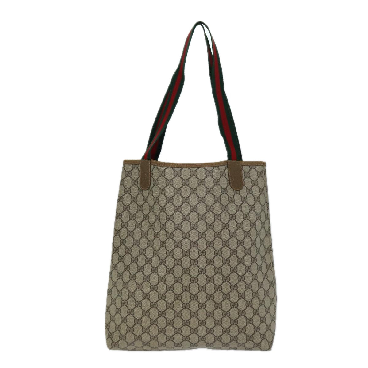 GUCCI GG Supreme Web Sherry Line Tote Bag PVC Beige Red 40 02 003 73612