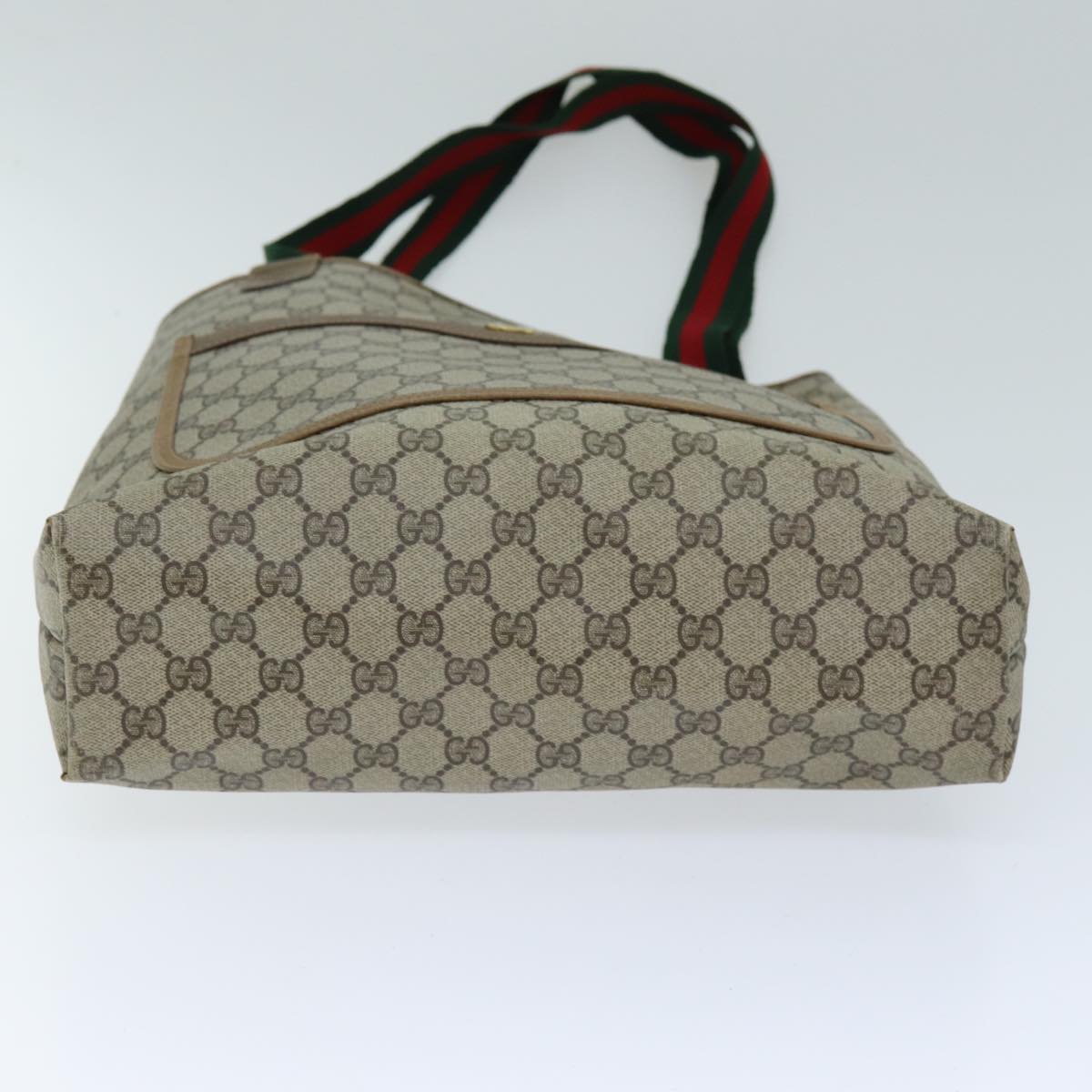 GUCCI GG Supreme Web Sherry Line Tote Bag PVC Beige Red 40 02 003 73612