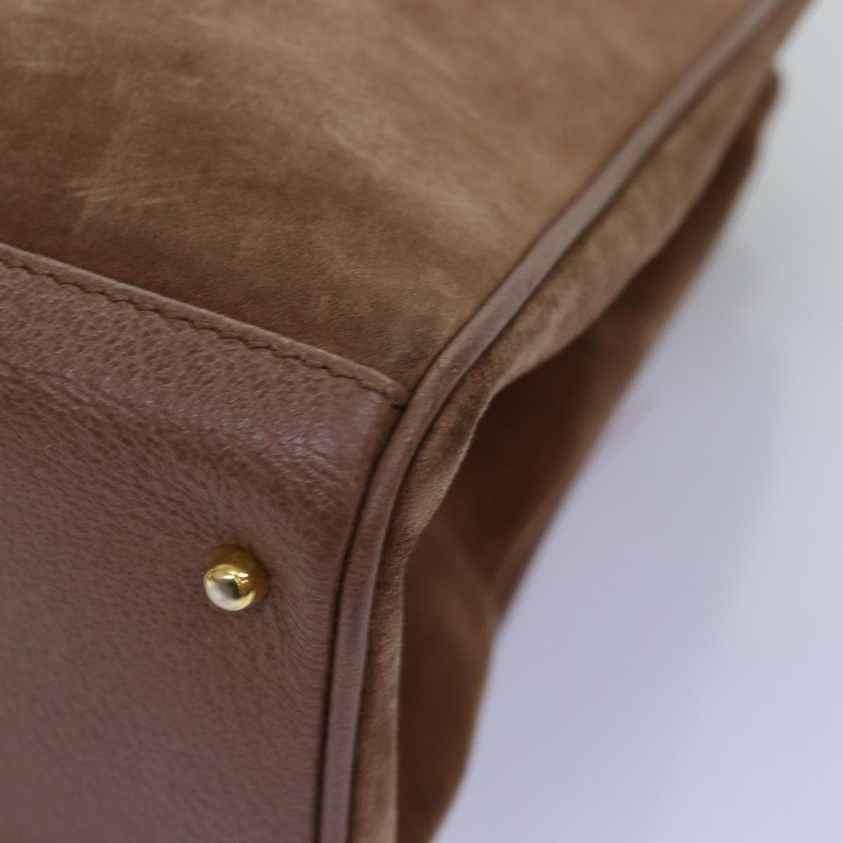GUCCI Bamboo Hand Bag Suede 2way Brown 002 123 0322 73613