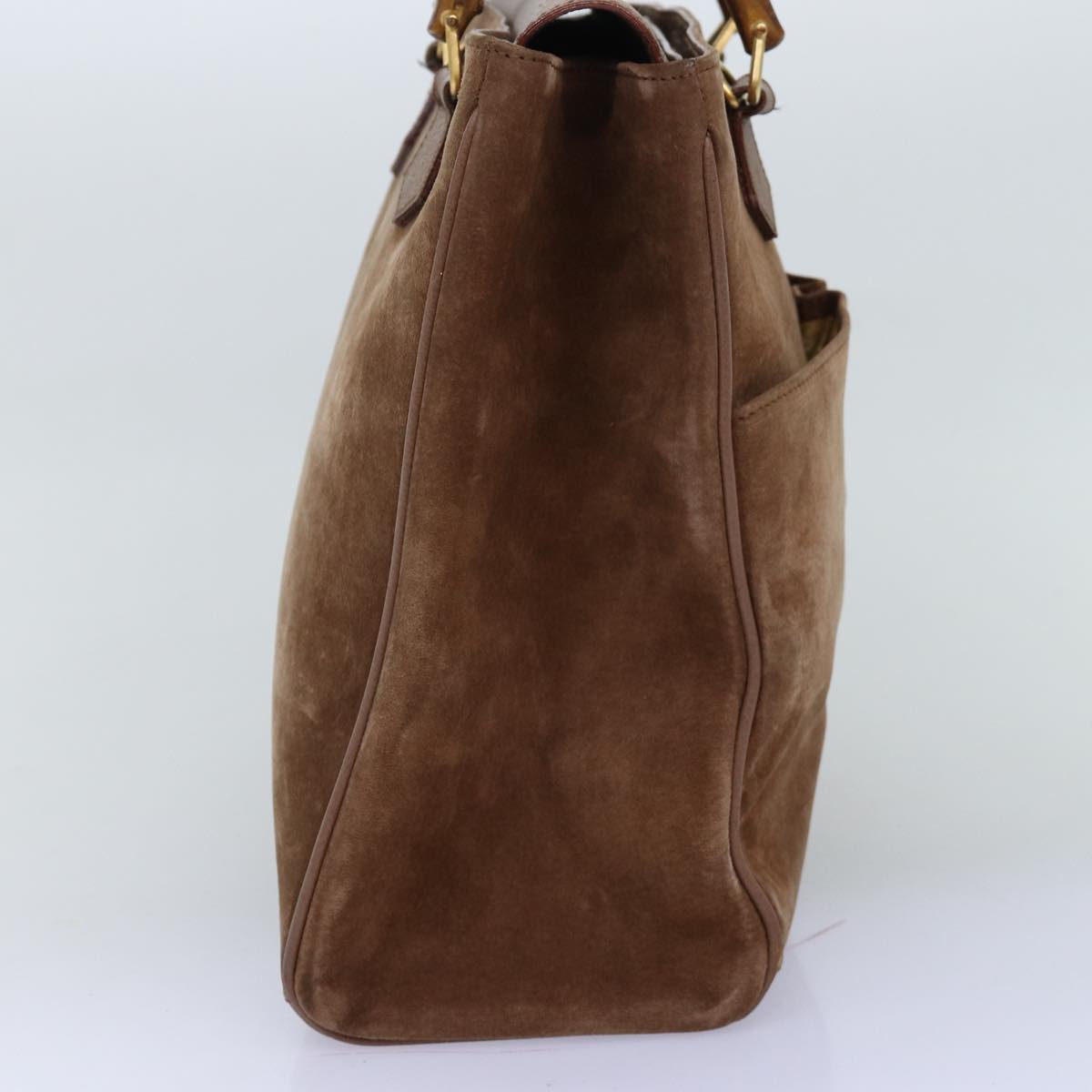 GUCCI Bamboo Hand Bag Suede 2way Brown 002 123 0322 73613