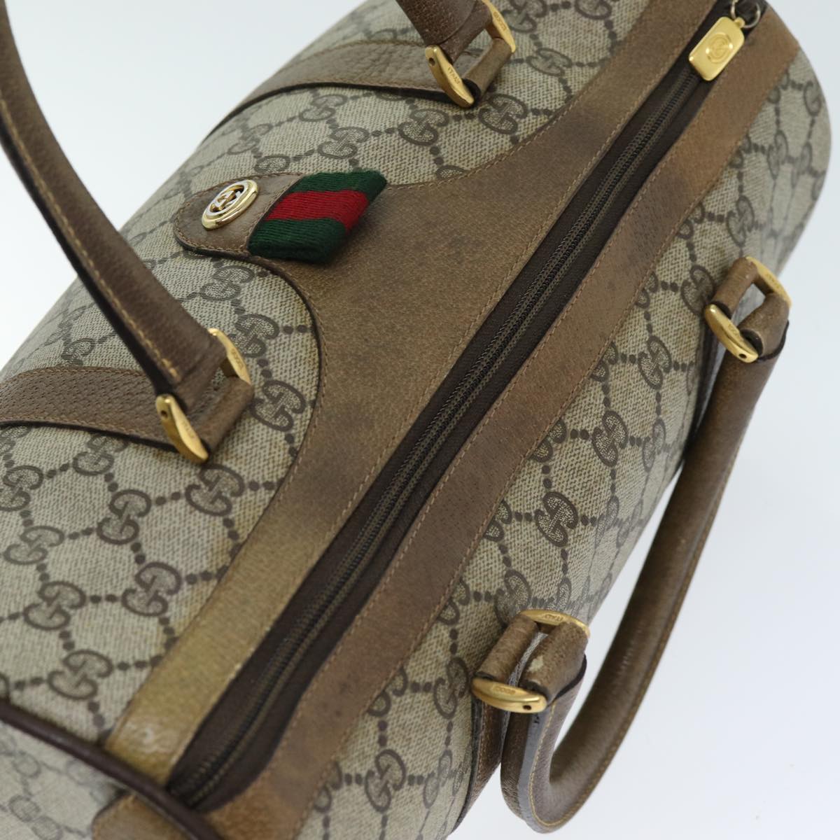 GUCCI GG Supreme Web Sherry Line Hand Bag Beige Red Green 116 02 007 73724