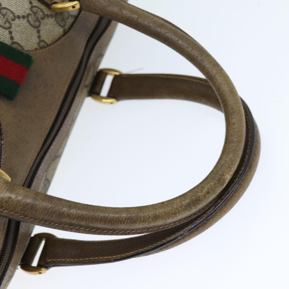 GUCCI GG Supreme Web Sherry Line Hand Bag Beige Red Green 116 02 007 73724