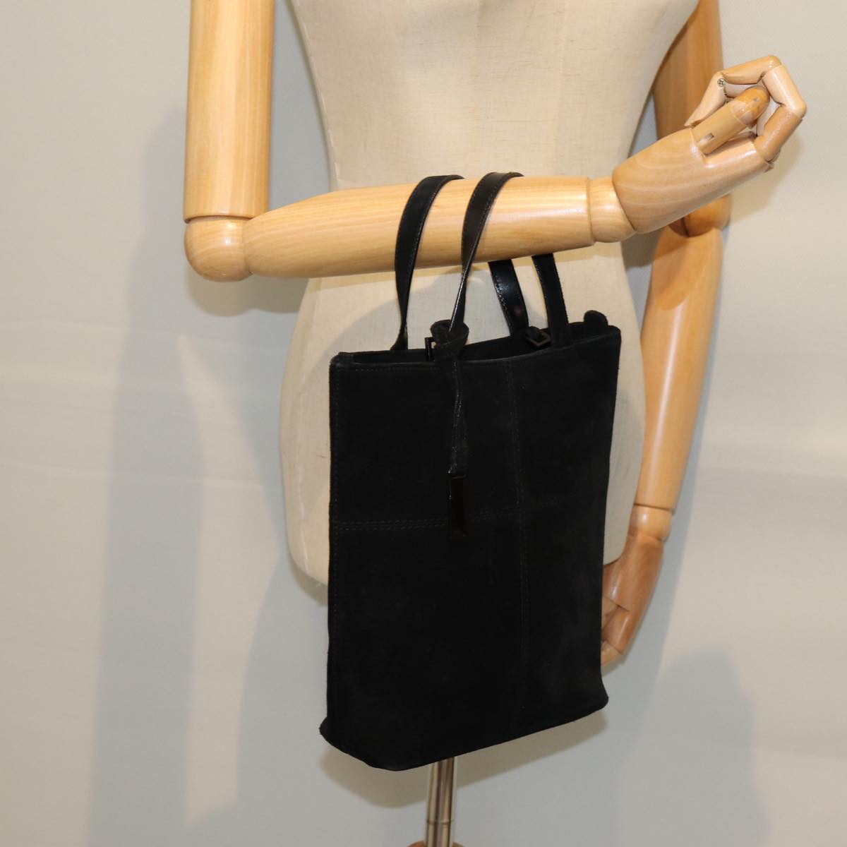 GUCCI Hand Bag Suede Black 000 2113 0553 73731
