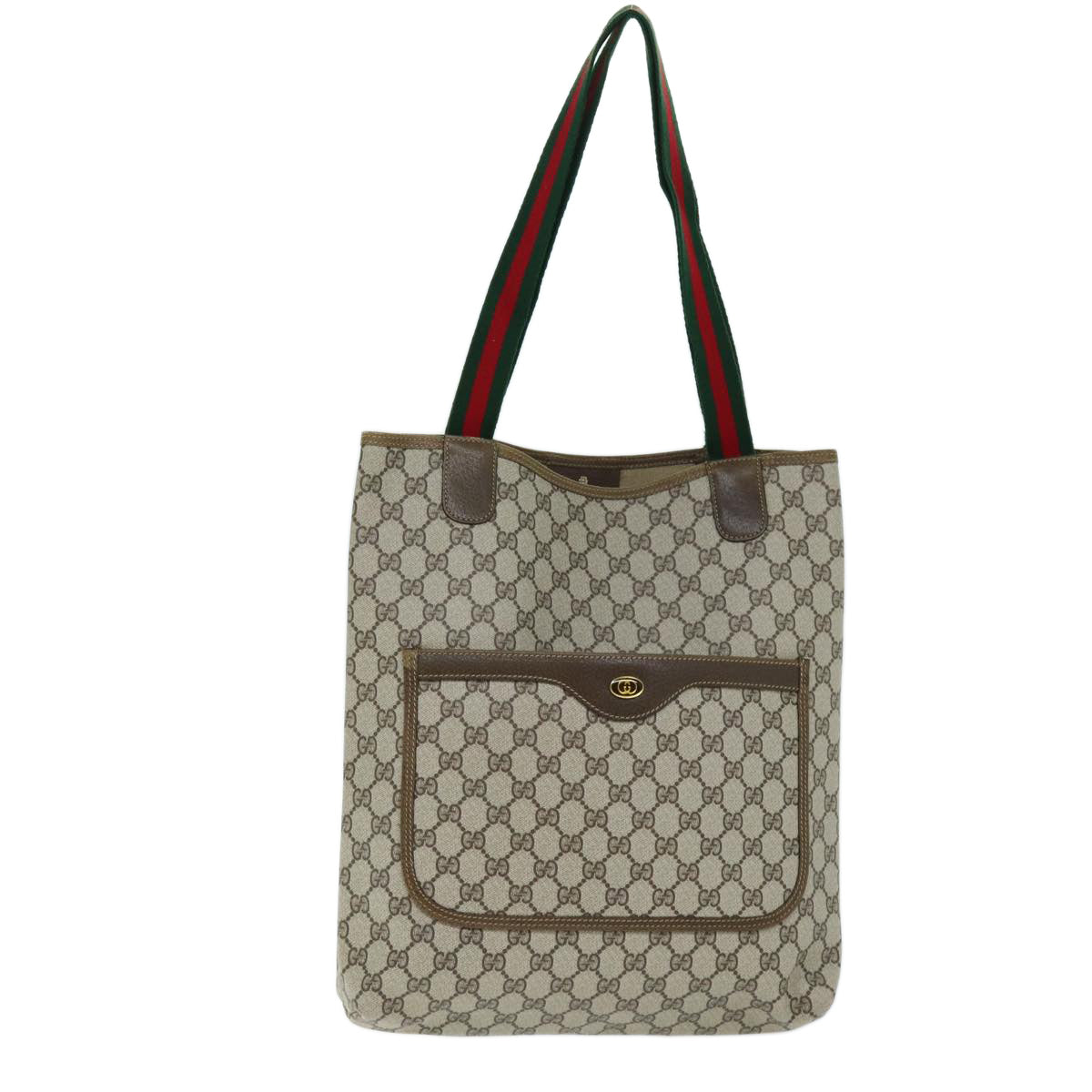 GUCCI GG Supreme Web Sherry Line Tote Bag PVC Beige Red 39 02 003 73742