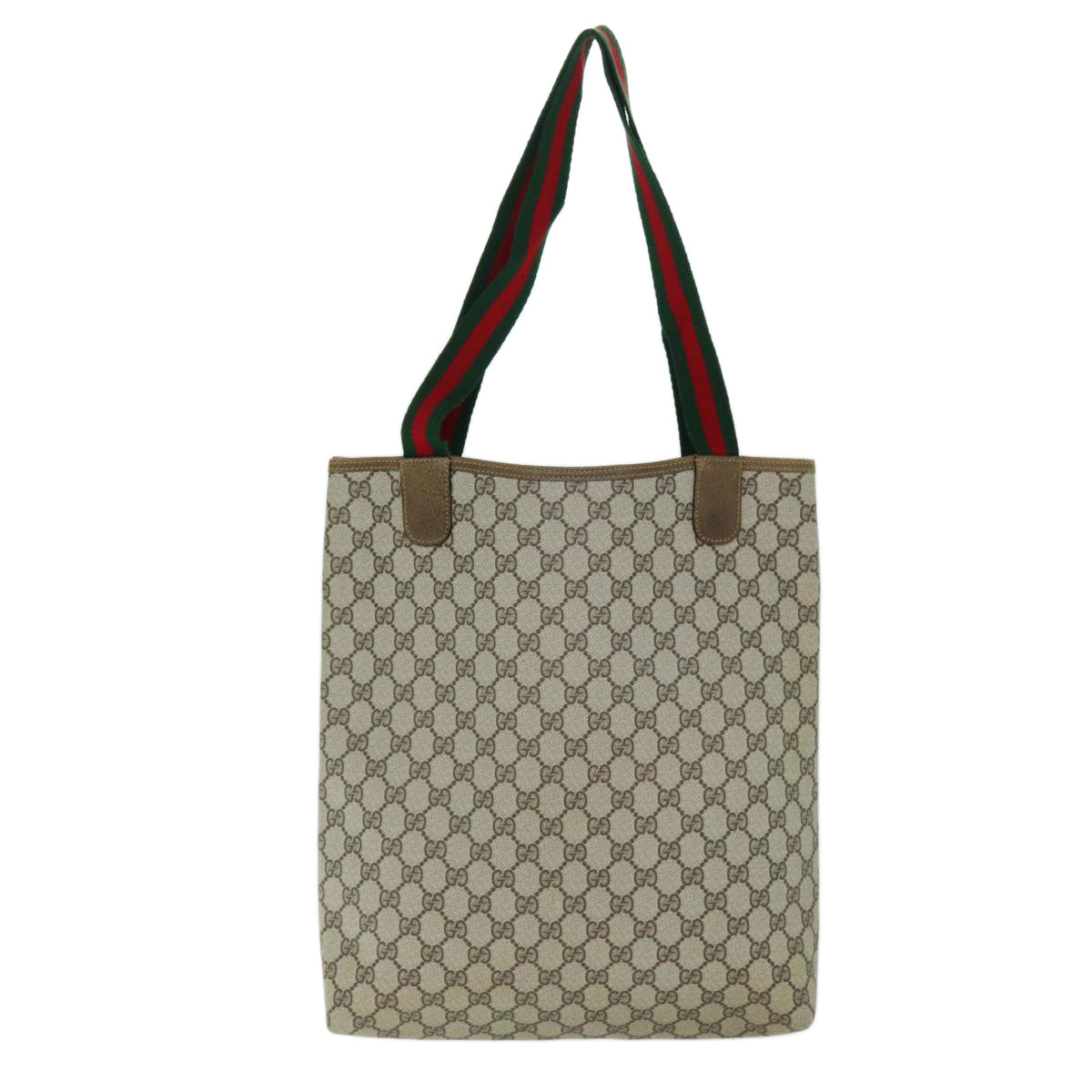 GUCCI GG Supreme Web Sherry Line Tote Bag PVC Beige Red 39 02 003 73742