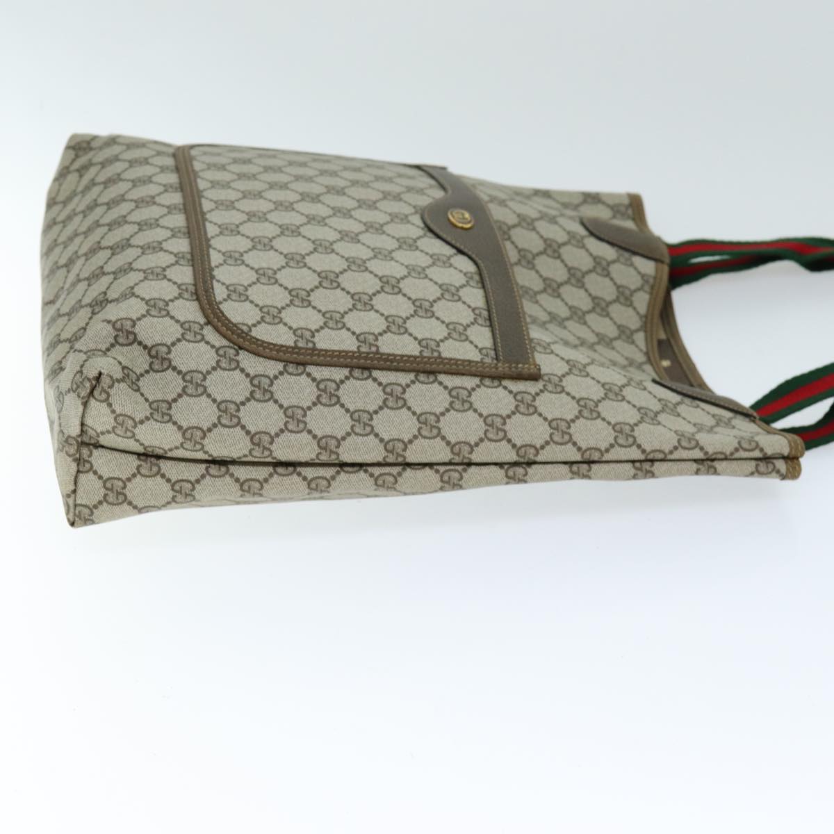 GUCCI GG Supreme Web Sherry Line Tote Bag PVC Beige Red 39 02 003 73742