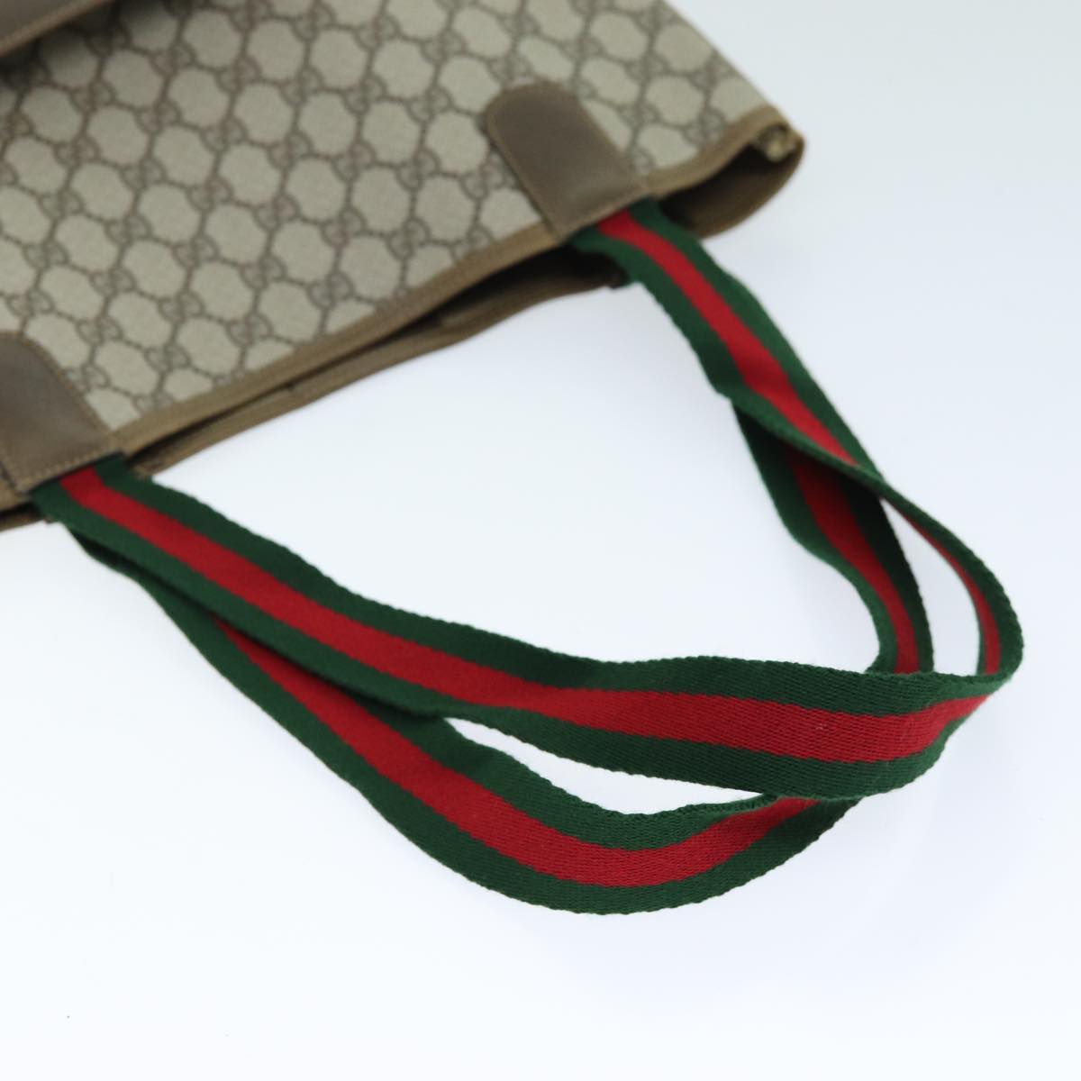 GUCCI GG Supreme Web Sherry Line Tote Bag PVC Beige Red 39 02 003 73742