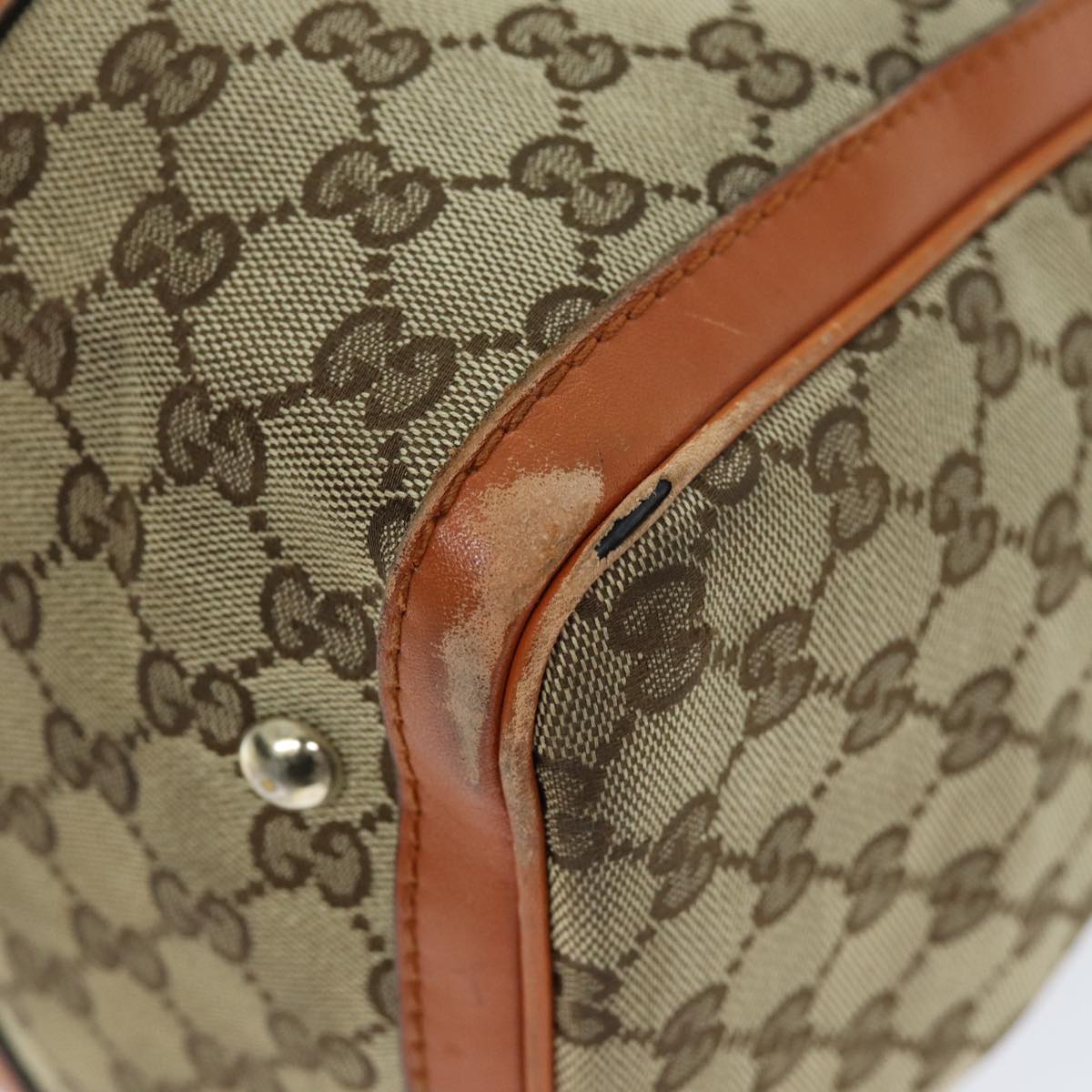 GUCCI GG Canvas Sherry Line Hand Bag 2way Beige Blue Brown 247205 73743