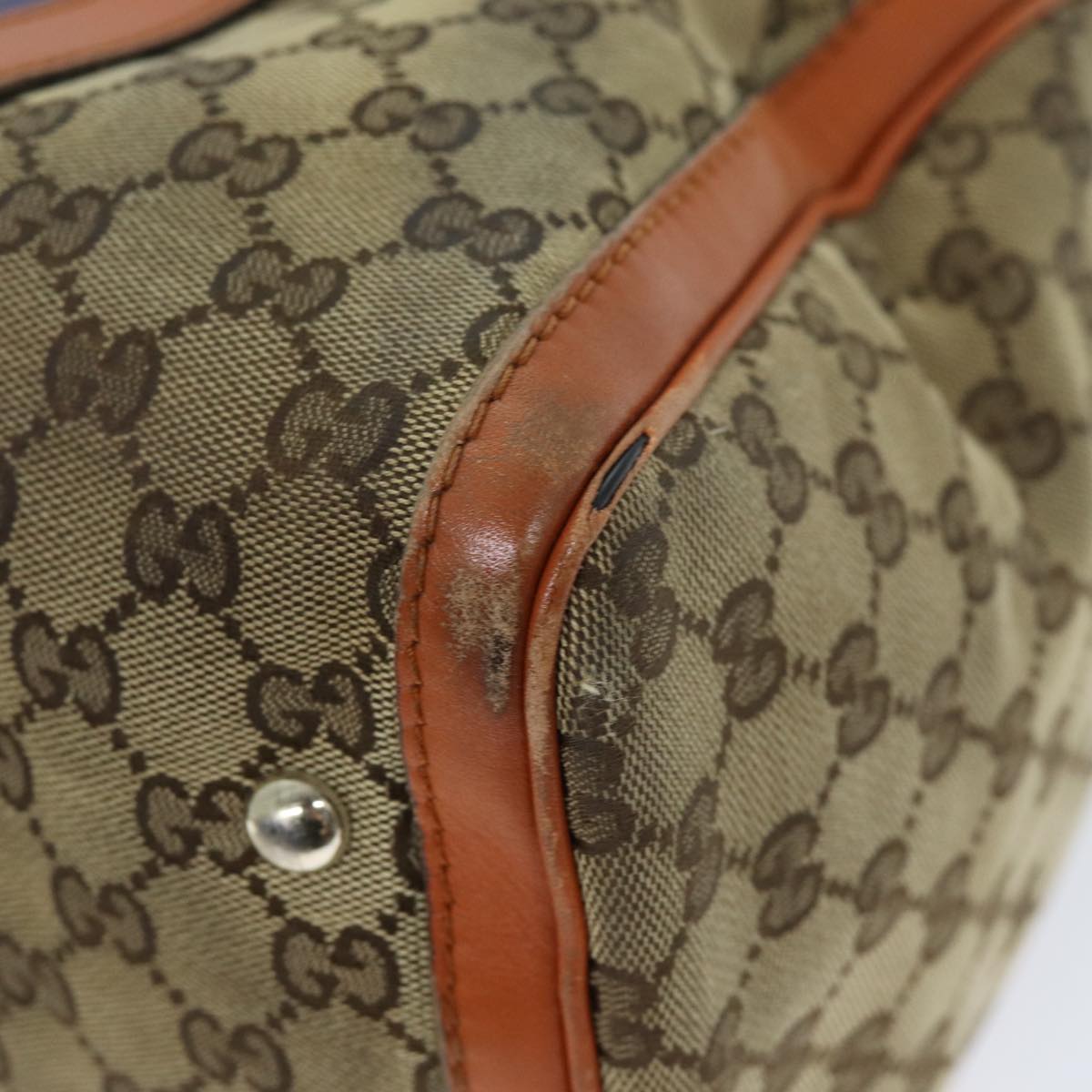 GUCCI GG Canvas Sherry Line Hand Bag 2way Beige Blue Brown 247205 73743