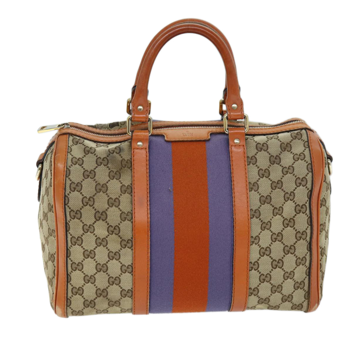 GUCCI GG Canvas Sherry Line Hand Bag 2way Beige Blue Brown 247205 73743
