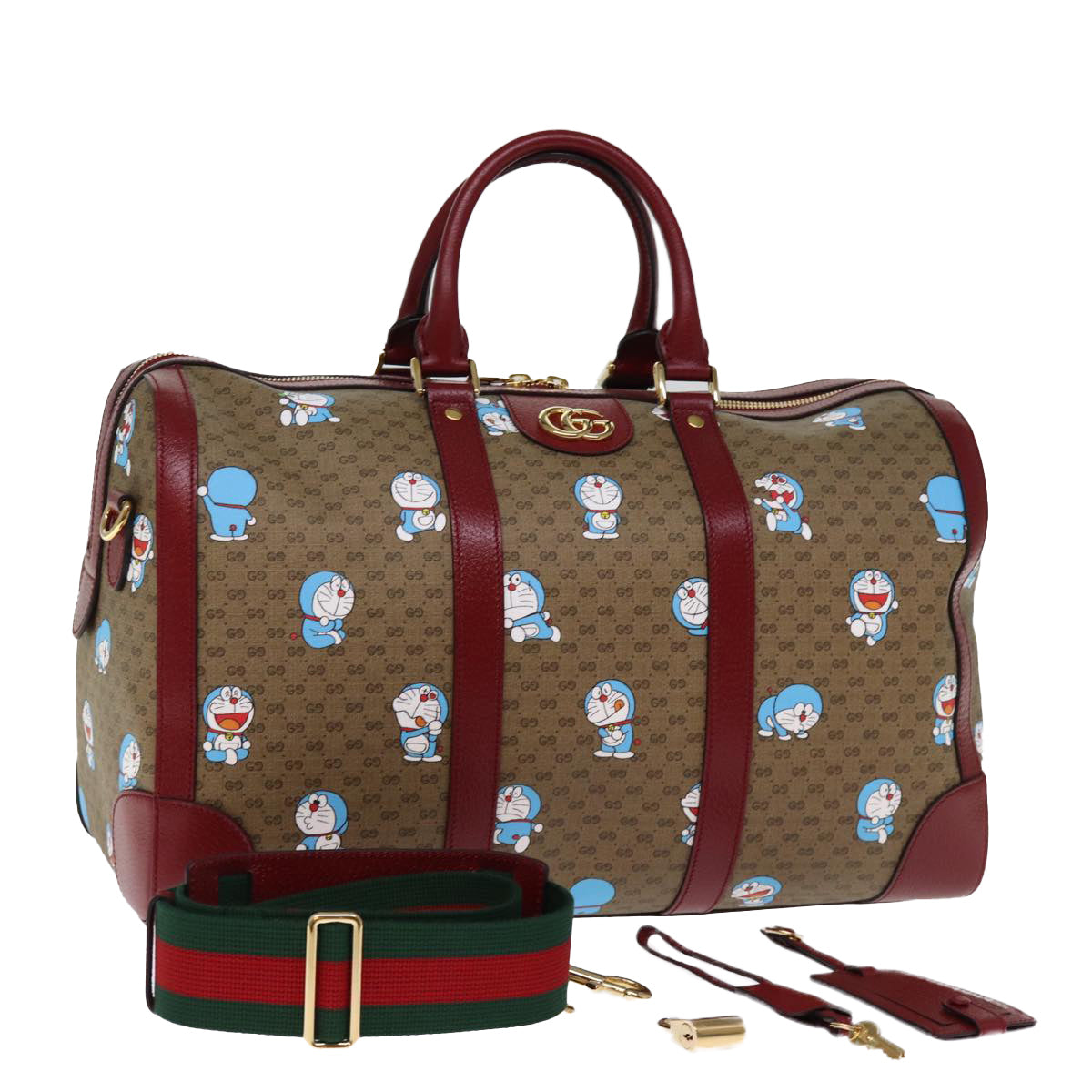 GUCCI Micro GG Supreme Doraemon Boston Bag PVC 2way Beige 647815 73749S