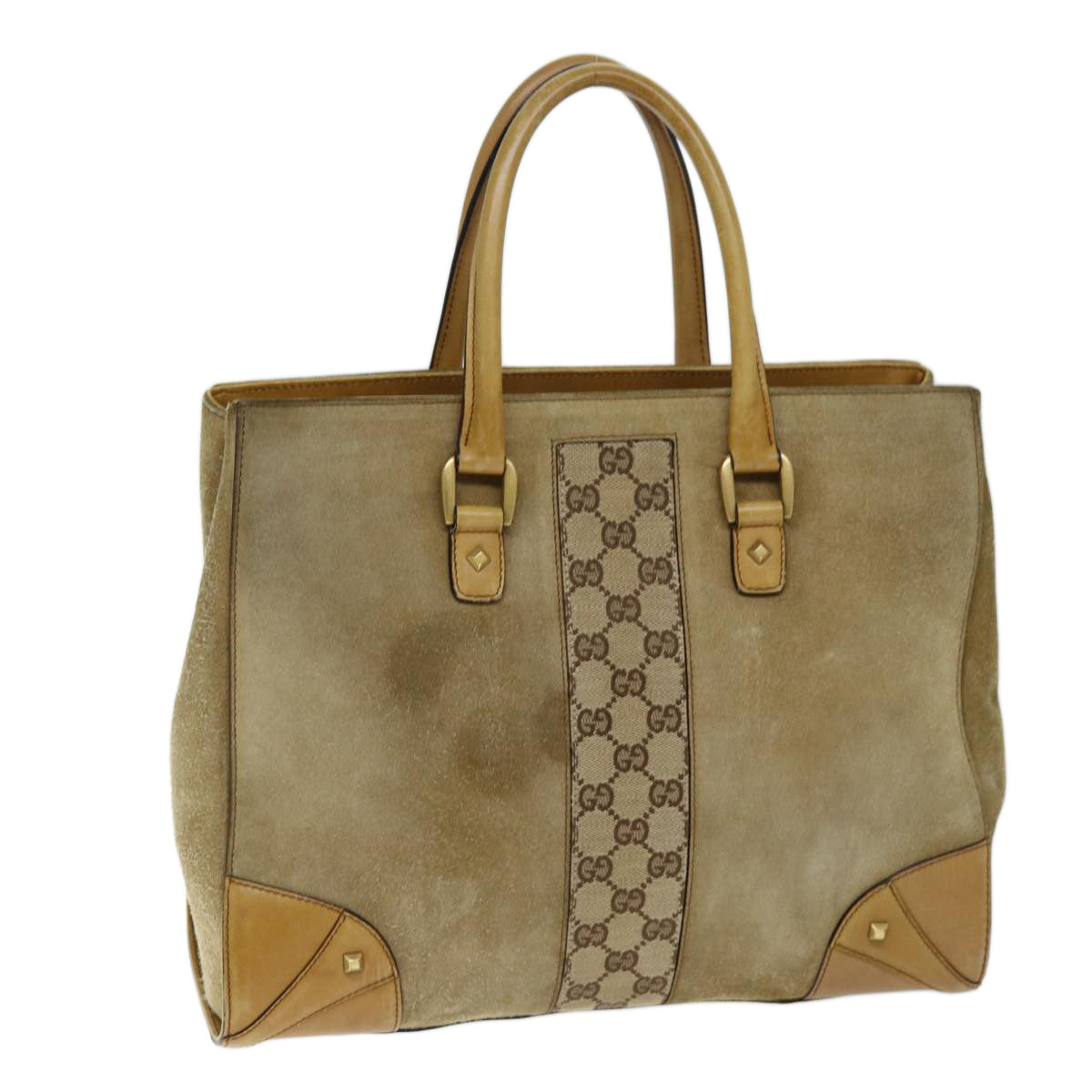 GUCCI Hand Bag Suede Beige 120897 73865