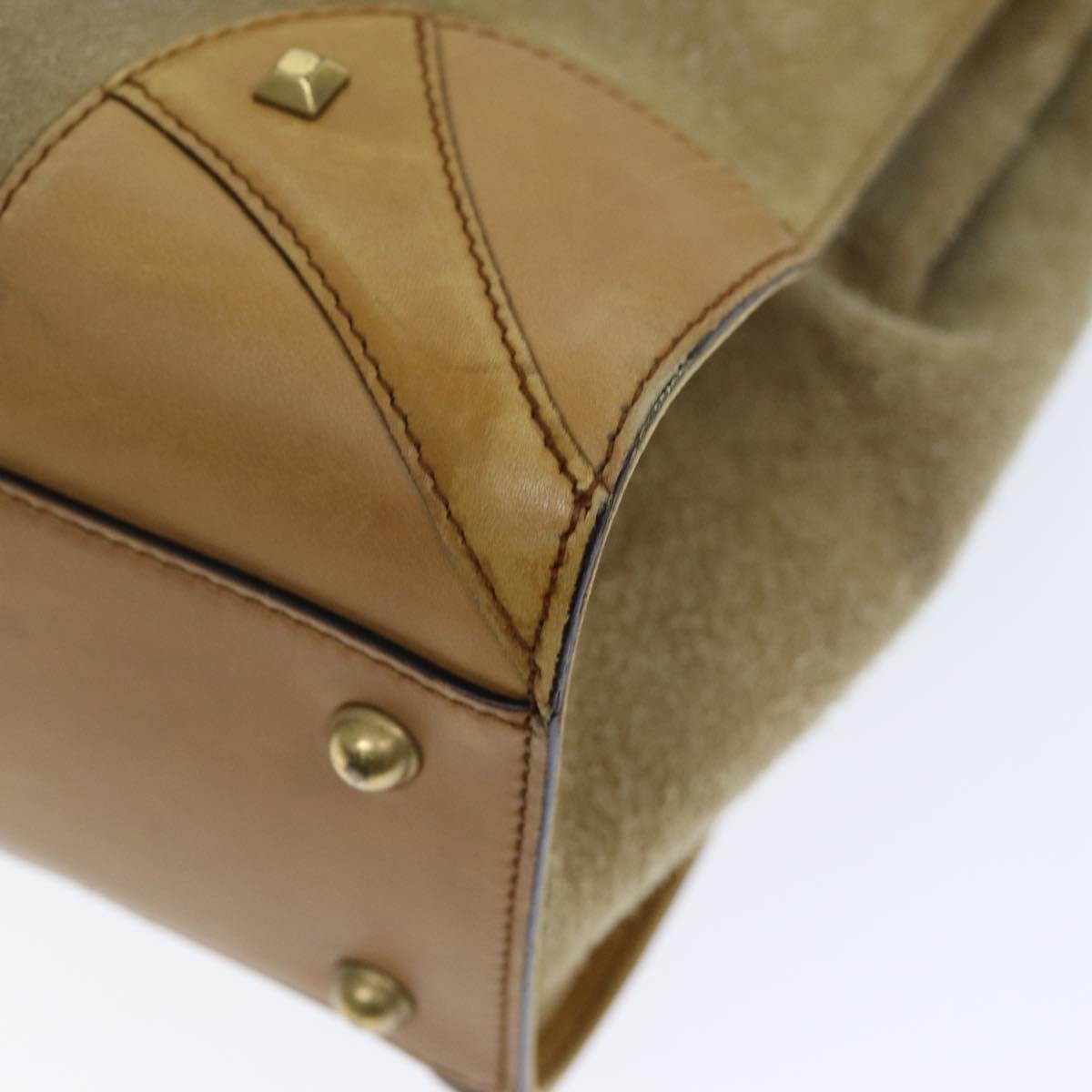 GUCCI Hand Bag Suede Beige 120897 73865