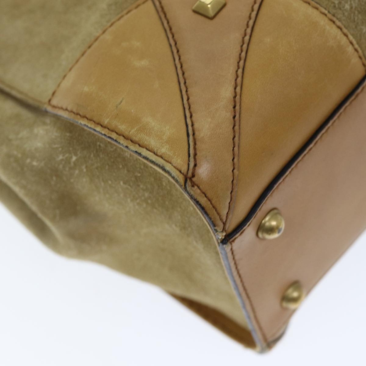 GUCCI Hand Bag Suede Beige 120897 73865