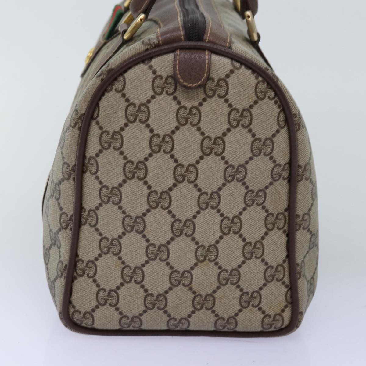 GUCCI GG Supreme Web Sherry Line Hand Bag PVC Beige Red 000 904 2007 73866