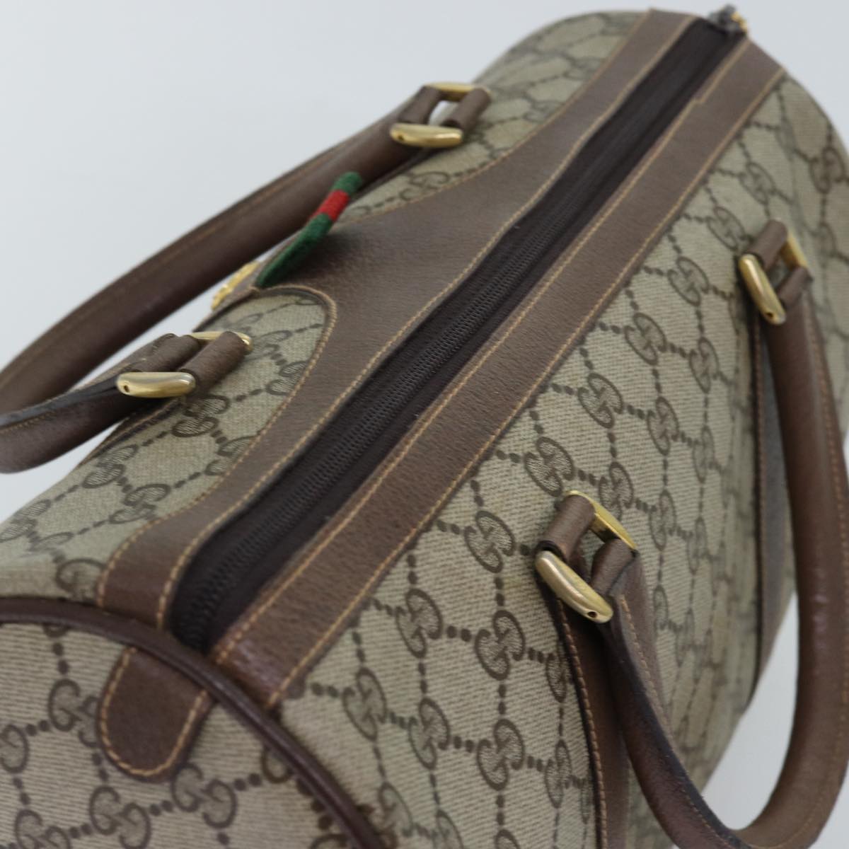 GUCCI GG Supreme Web Sherry Line Hand Bag PVC Beige Red 000 904 2007 73866