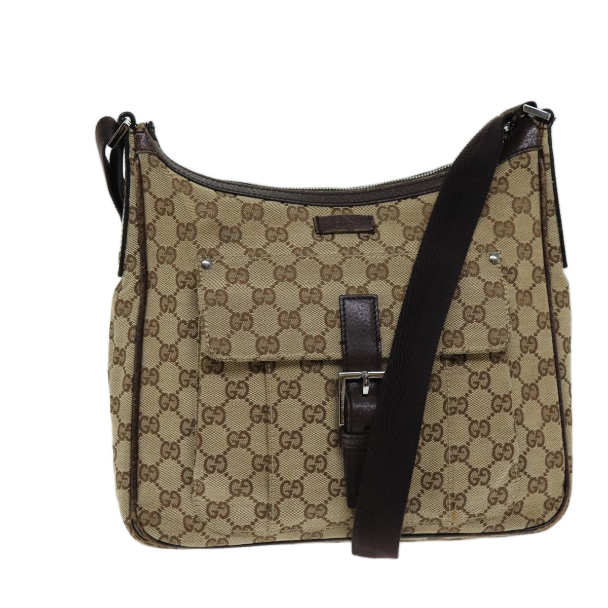 GUCCI GG Canvas Shoulder Bag Beige 114272 73889