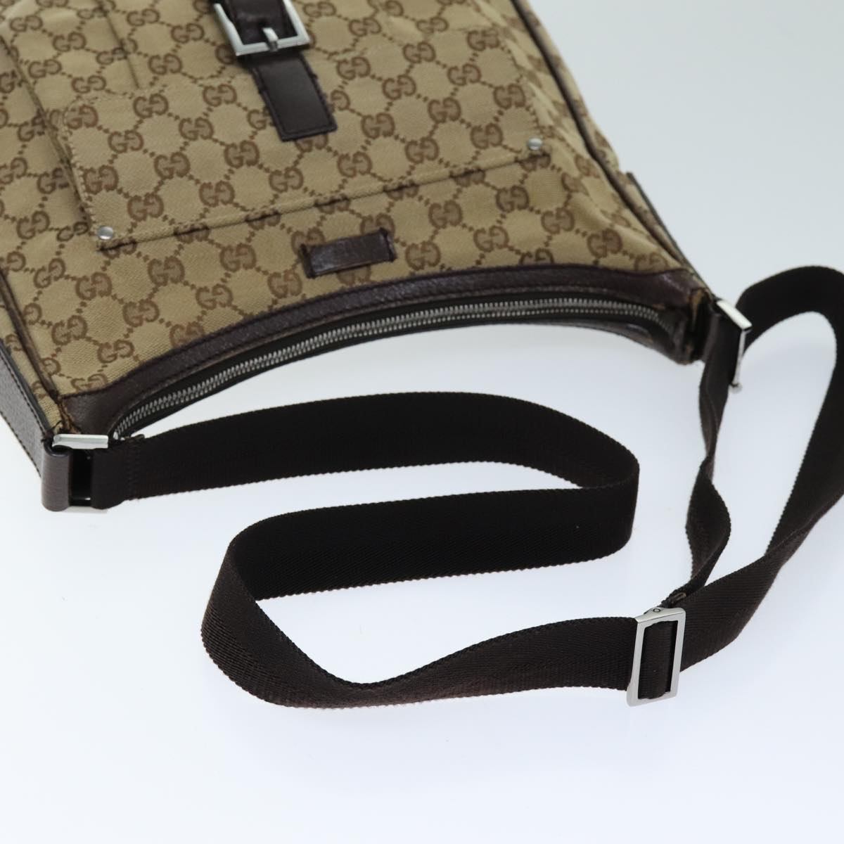 GUCCI GG Canvas Shoulder Bag Beige 114272 73889