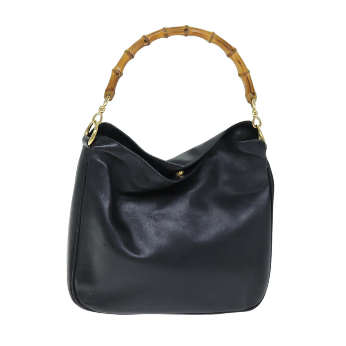 GUCCI Bamboo Shoulder Bag Leather 2way Black 001 1998 1638 73901