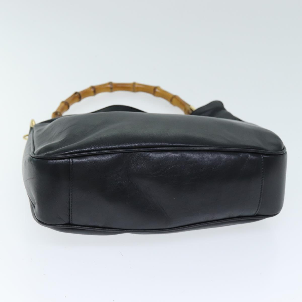 GUCCI Bamboo Shoulder Bag Leather 2way Black 001 1998 1638 73901