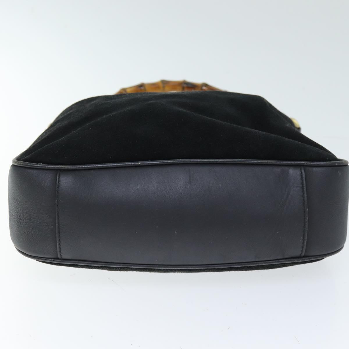 GUCCI Bamboo Shoulder Bag Suede Black 001 1014 1638 73912