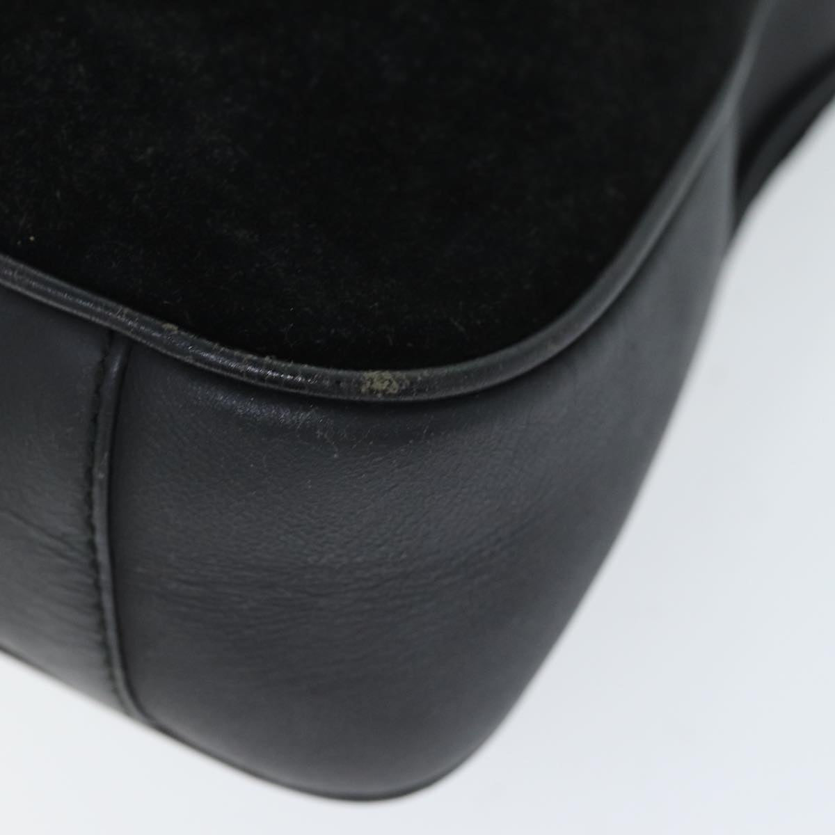 GUCCI Bamboo Shoulder Bag Suede Black 001 1014 1638 73912