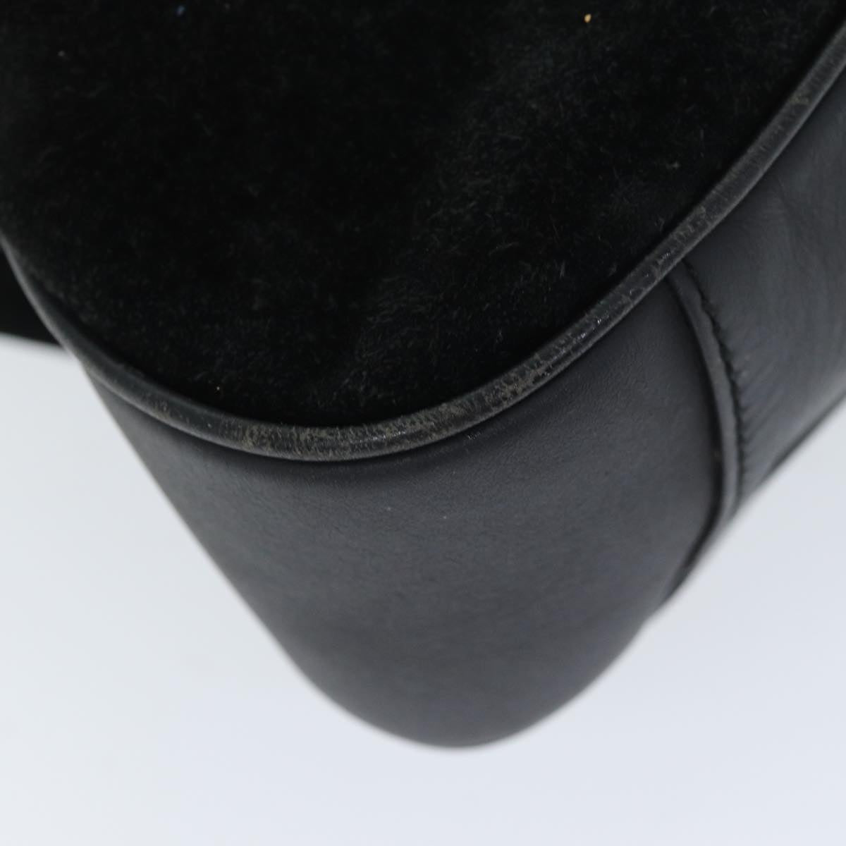 GUCCI Bamboo Shoulder Bag Suede Black 001 1014 1638 73912