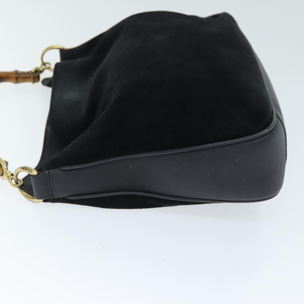 GUCCI Bamboo Shoulder Bag Suede Black 001 1014 1638 73912
