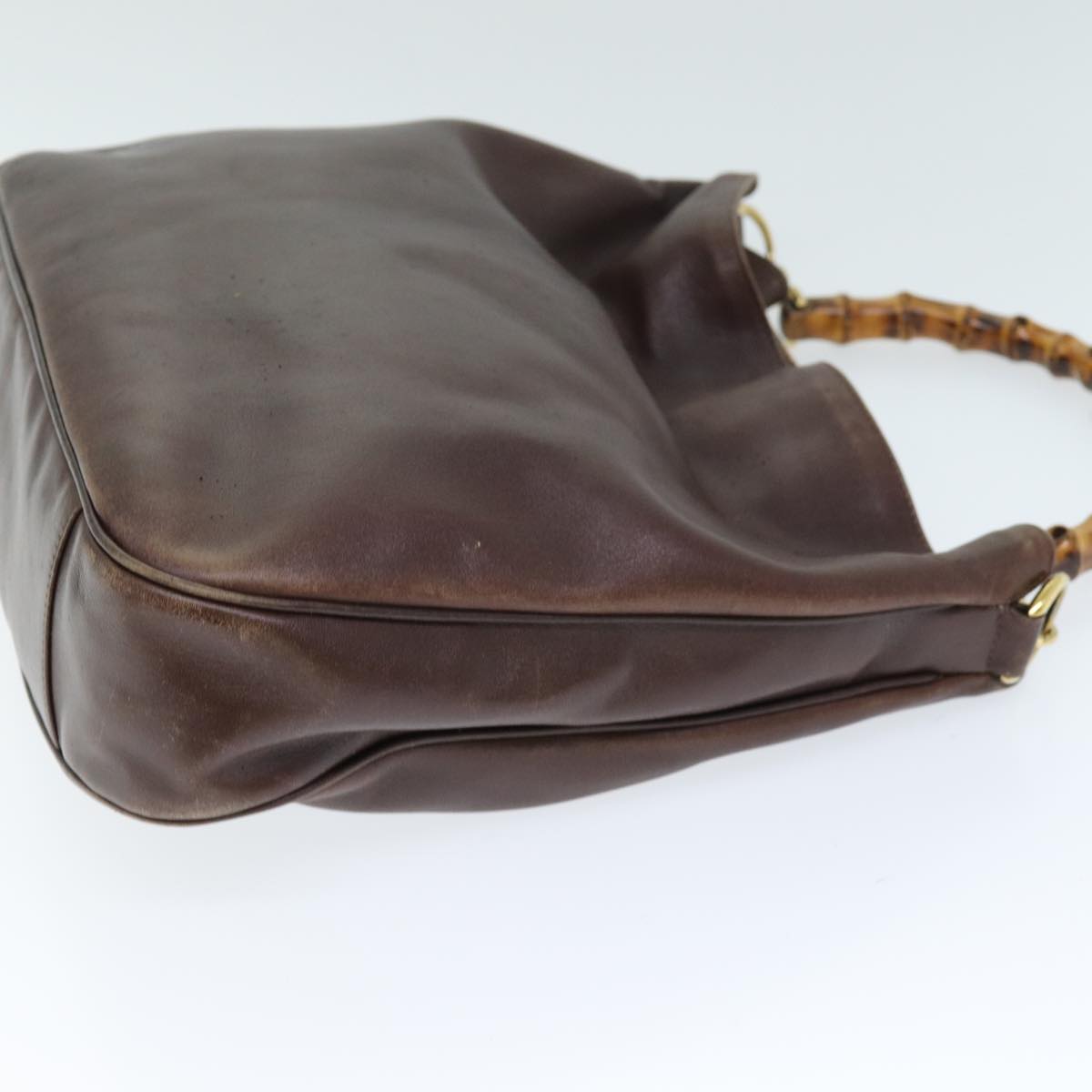 GUCCI Bamboo Shoulder Bag Leather Brown 73913