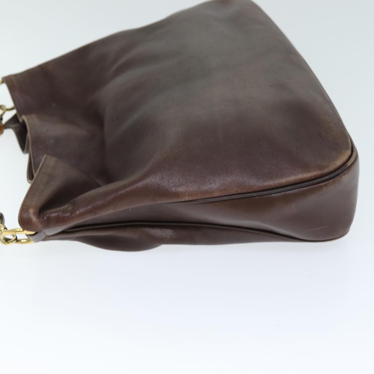 GUCCI Bamboo Shoulder Bag Leather Brown 73913