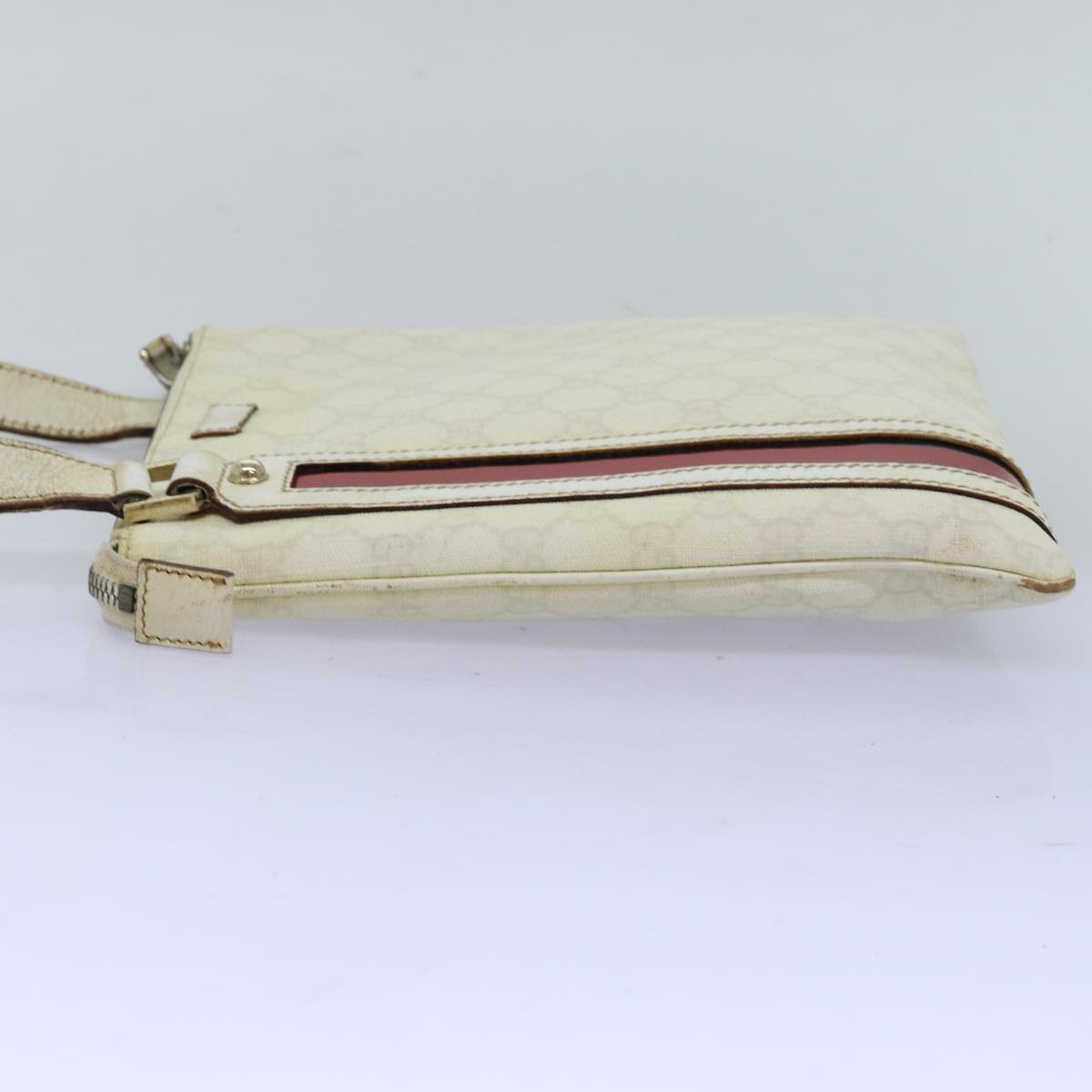 GUCCI GG Canvas Sherry Line Shoulder Bag PVC White Red Navy 153244 73983